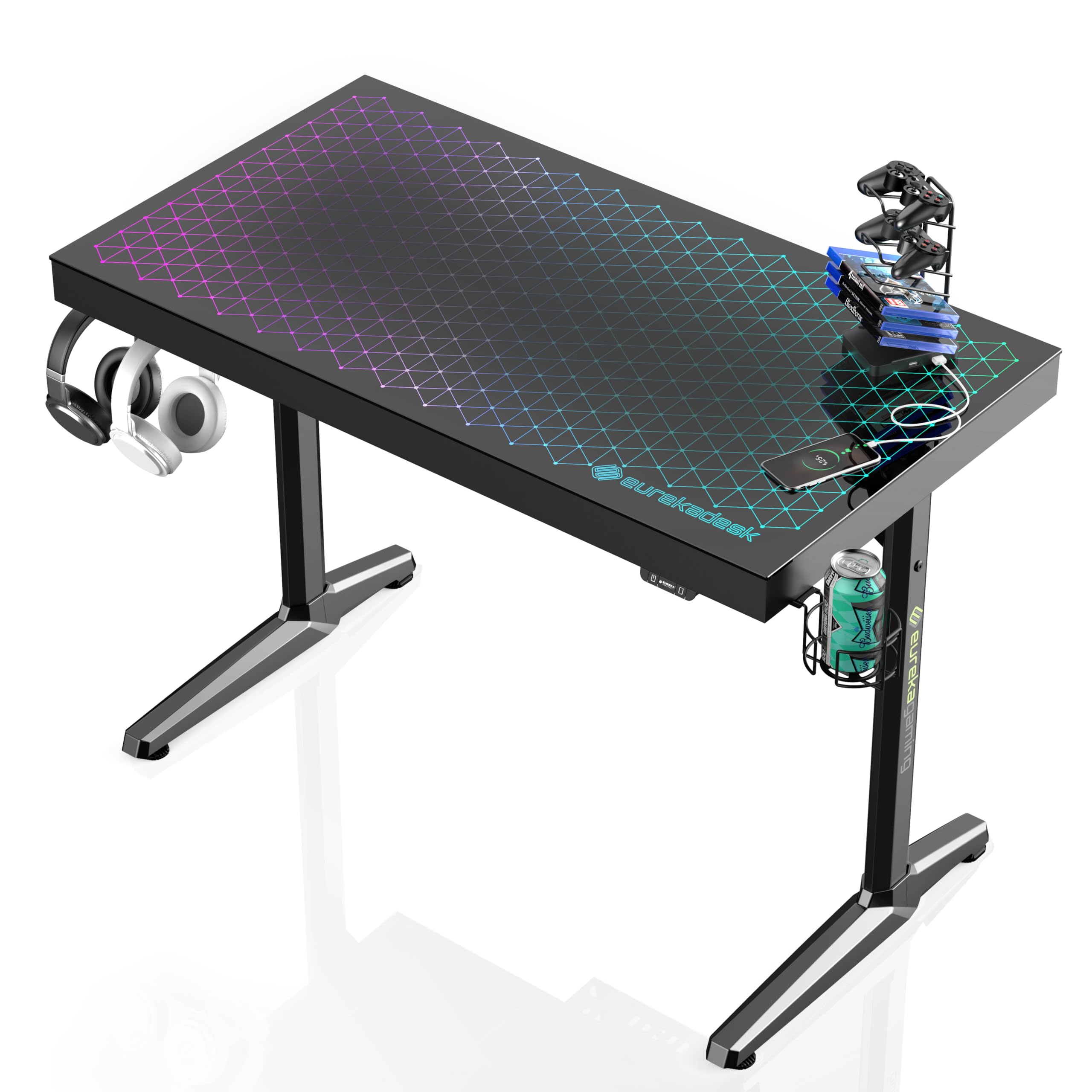 EUREKA ERGONOMIC 43-Inch RGB Glass Desk
