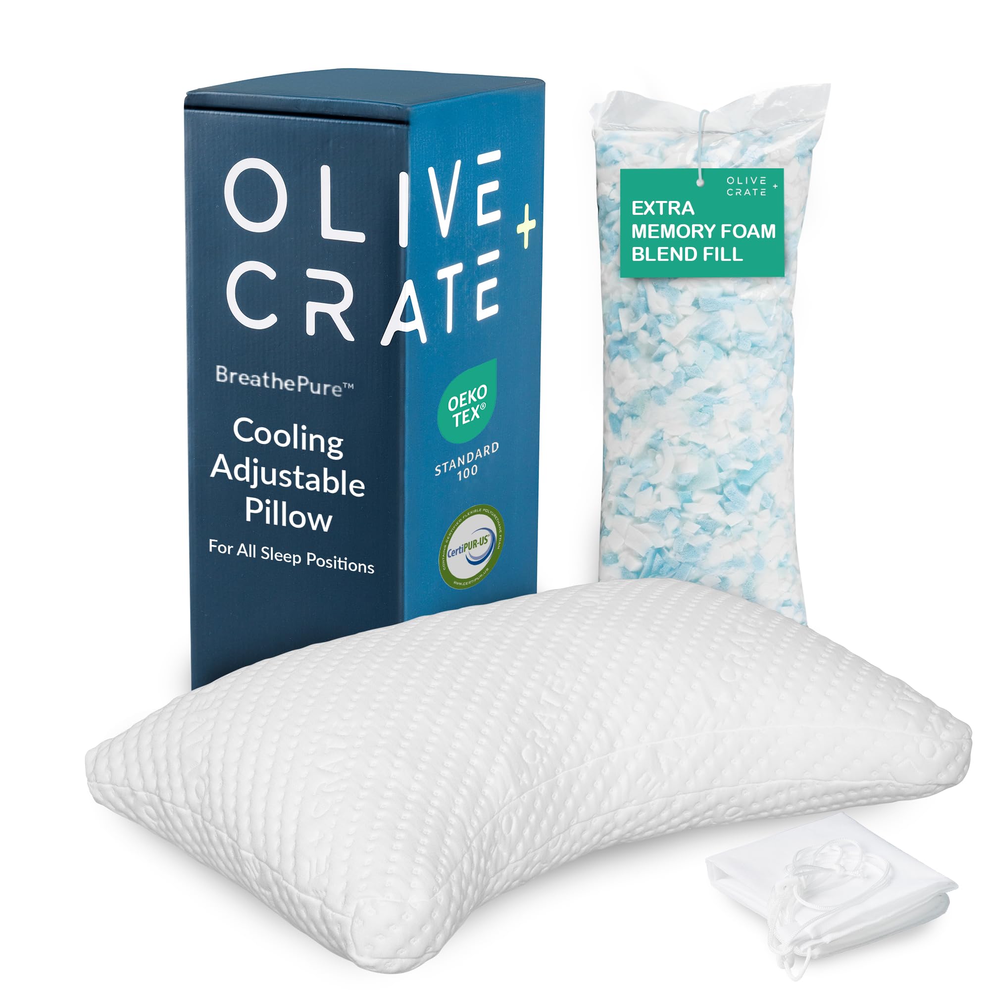 Olive + Crate Adjustable Loft Crescent Pillow