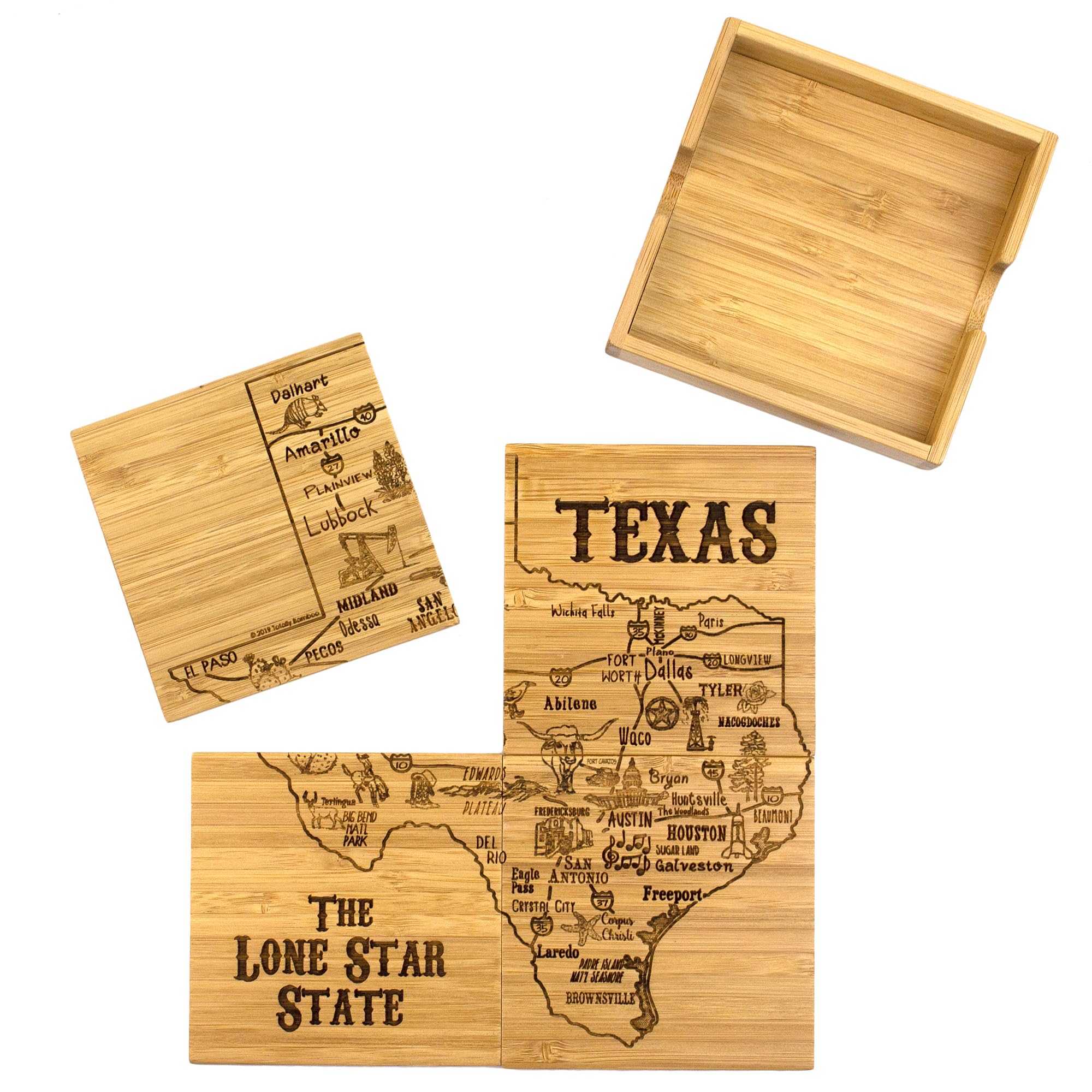 Totally Bamboo Texas State Puzzle Coasters