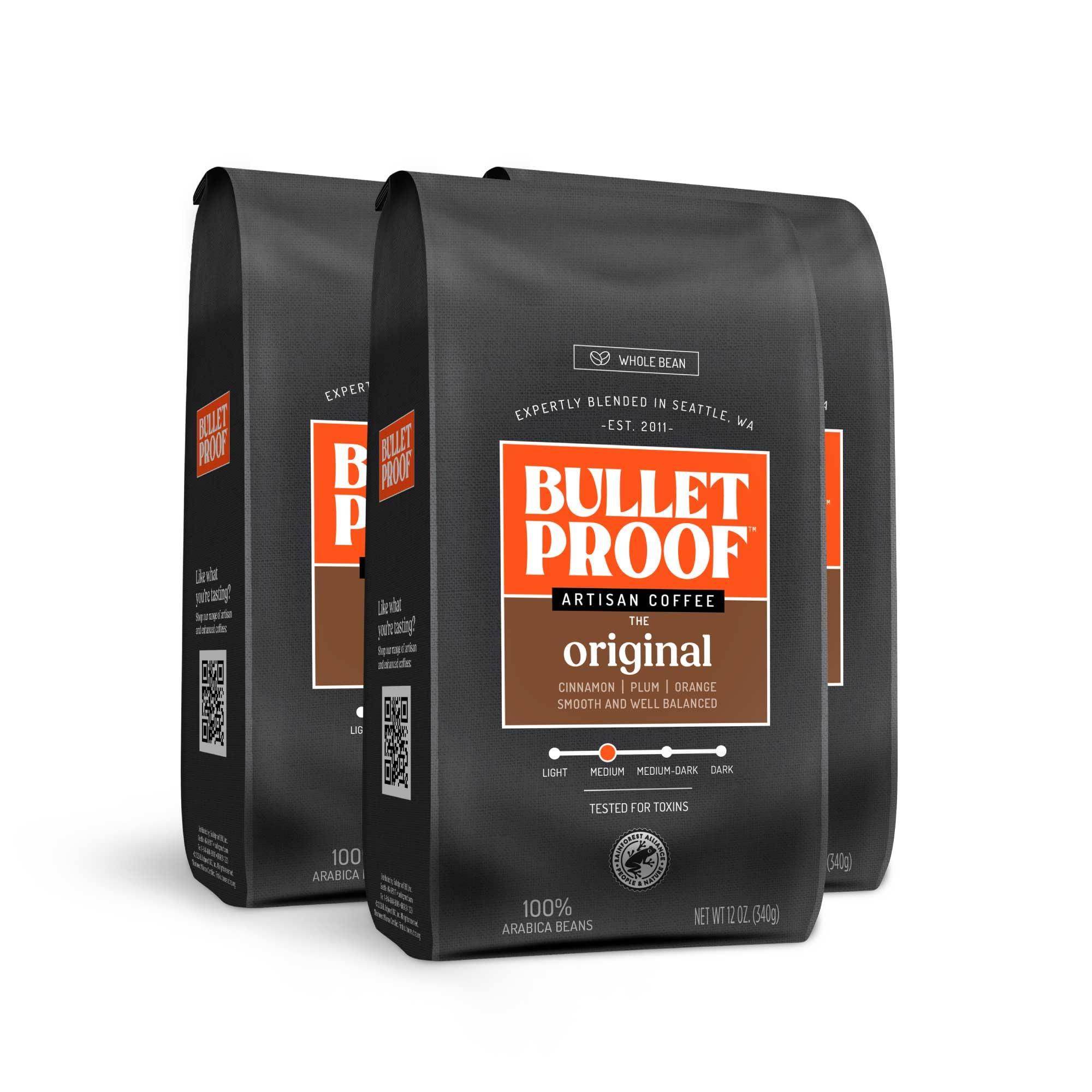 Bulletproof Original Medium Roast Whole Bean Coffee, 3-Pack