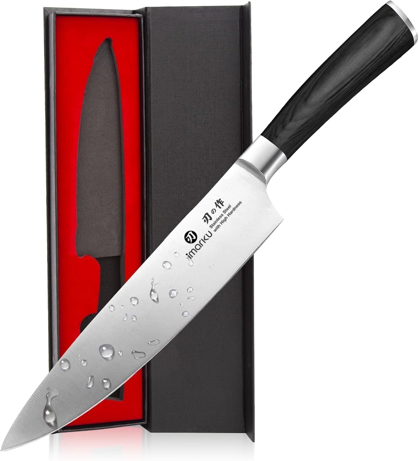 imarku 8 Inch SUS440A Chef Knife, Black Handle