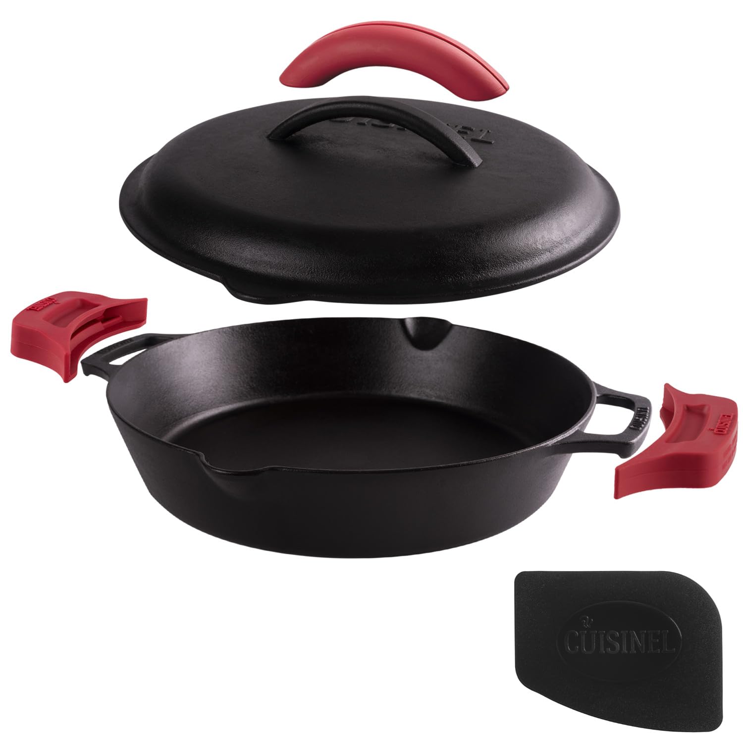 Cuisinel 12-Inch Dual-Handle Skillet with Cast-Iron Lid