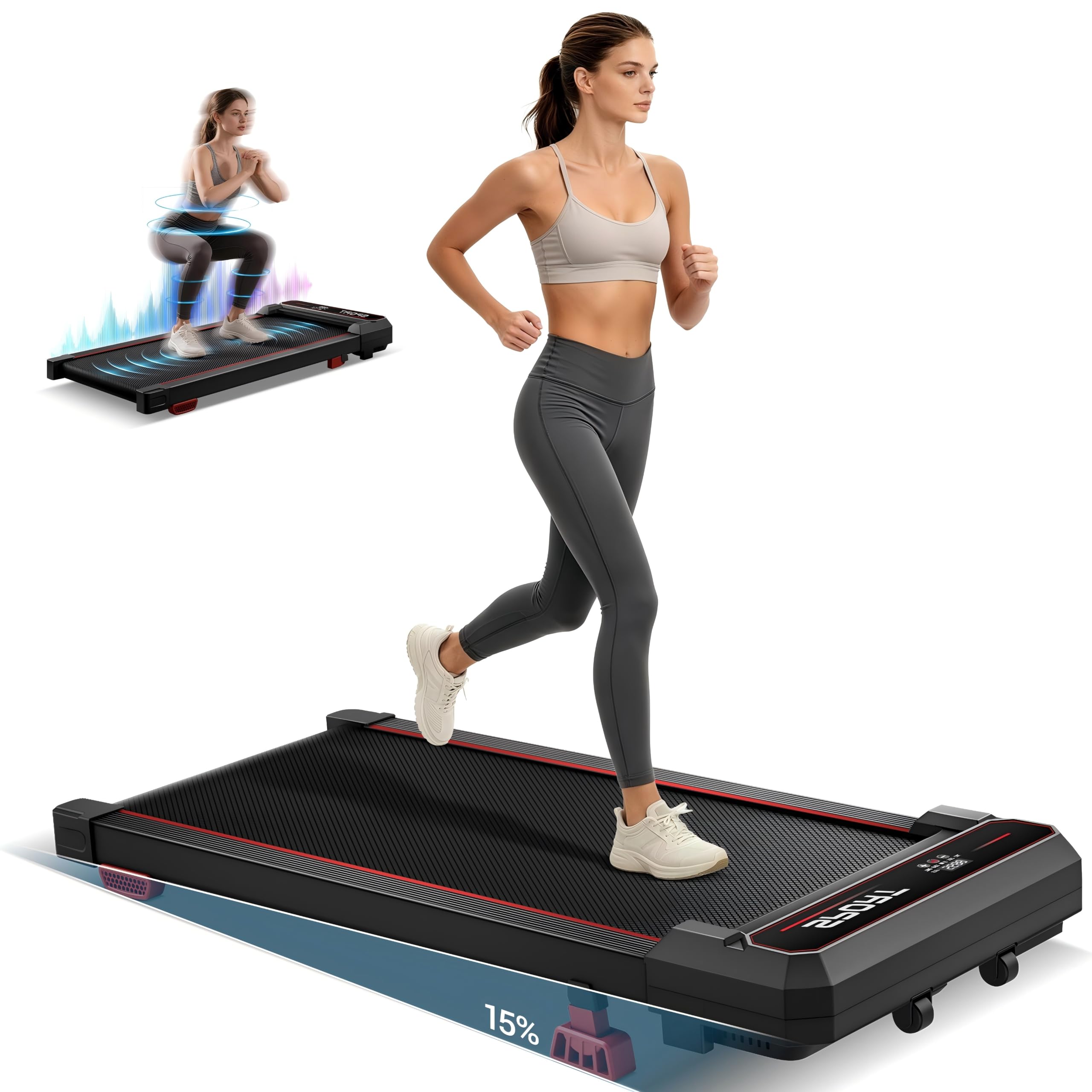 LONTEK 15% Incline Under-Desk Walking Pad