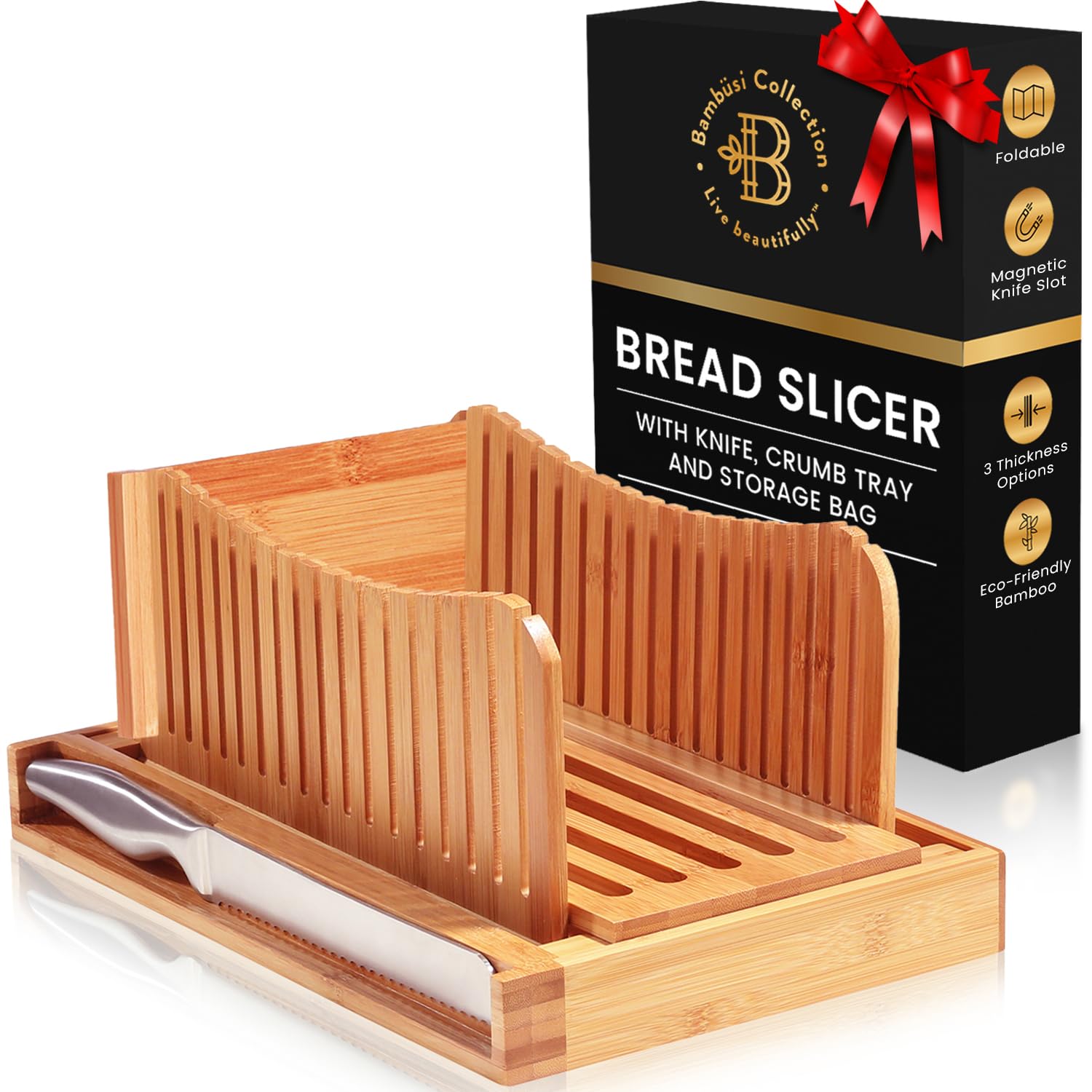 Bambüsi Bamboo Bread Slicer with Knife