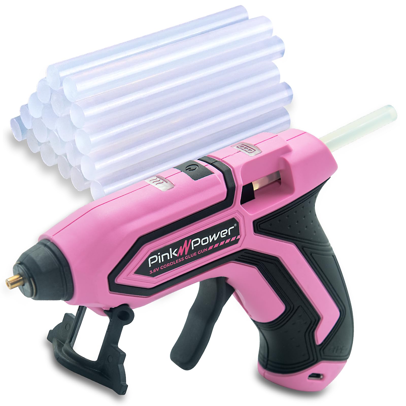 Pink Power Mini Cordless Glue Gun with Stand