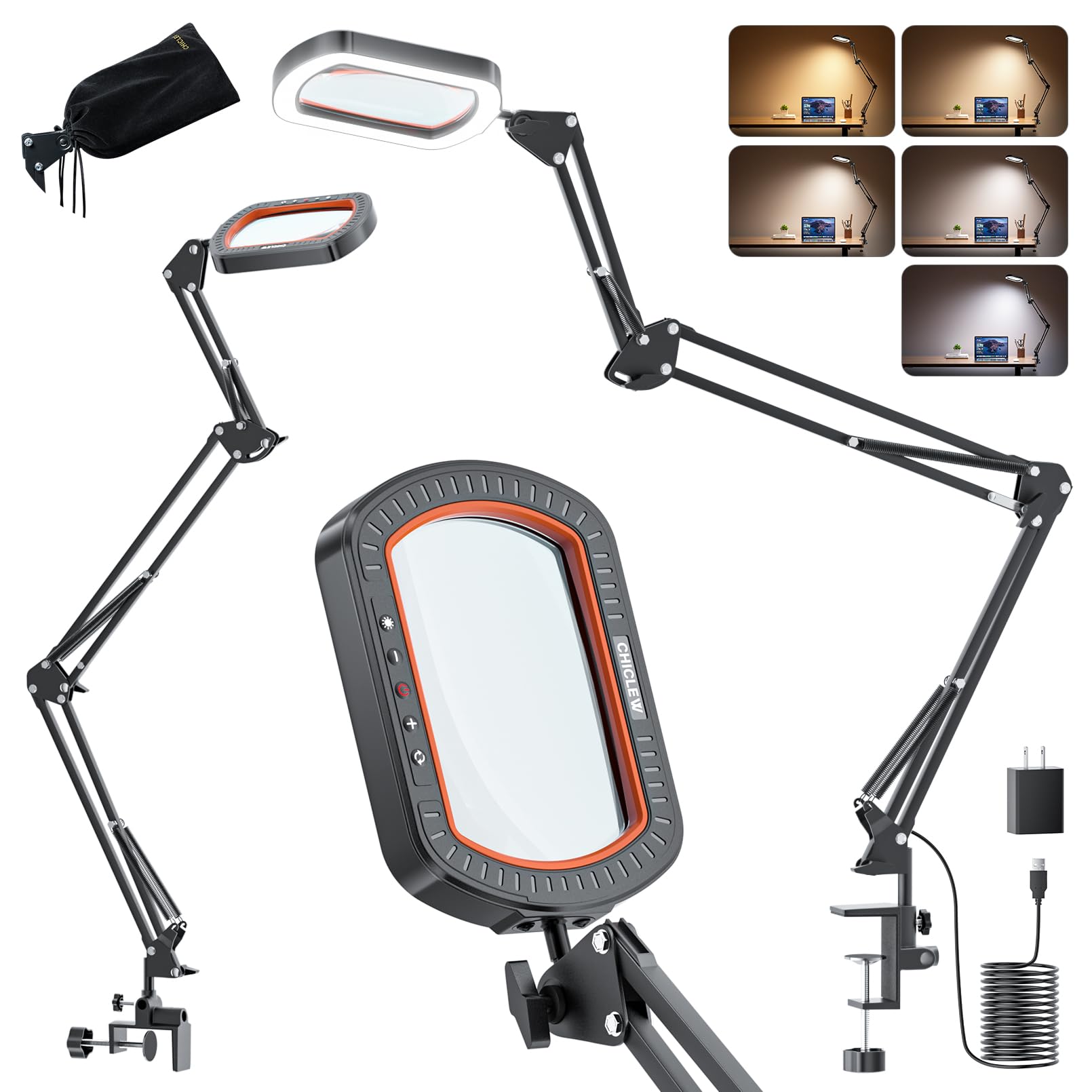 10X Rectangle Magnifying Glass with Light