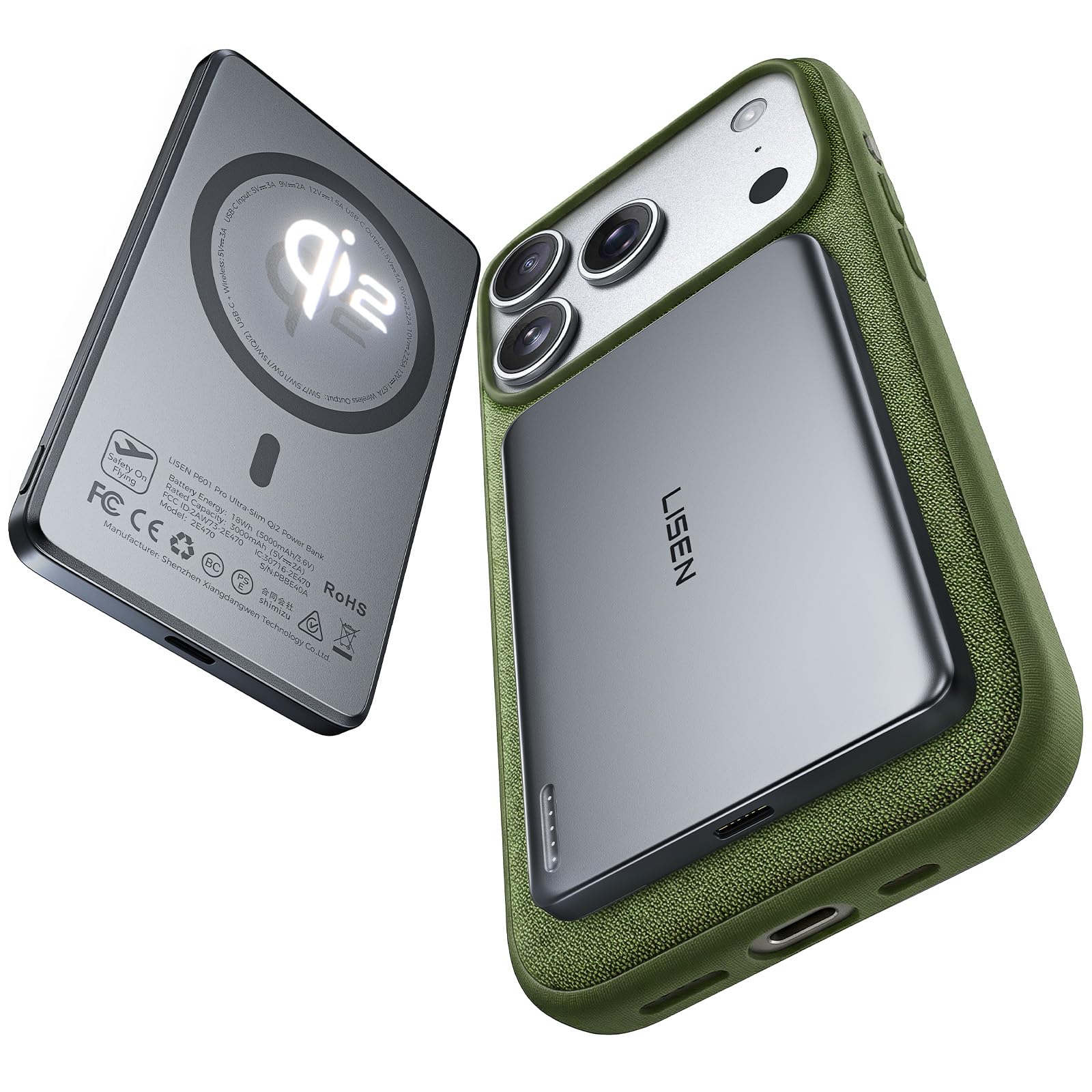 LISEN Qi2 5,000mAh Magnetic Power Bank