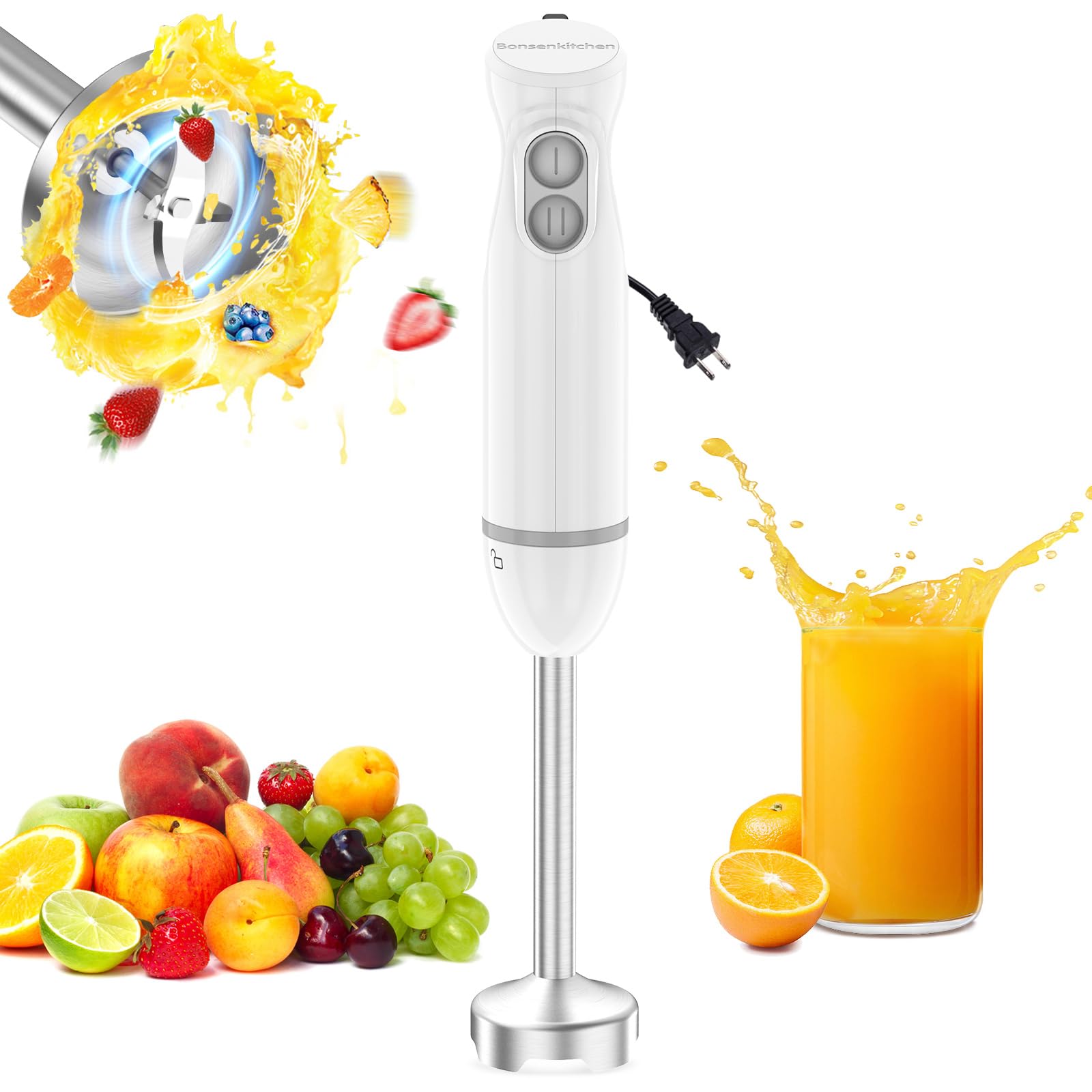 Bonsenkitchen Two-Speed Immersion Blender