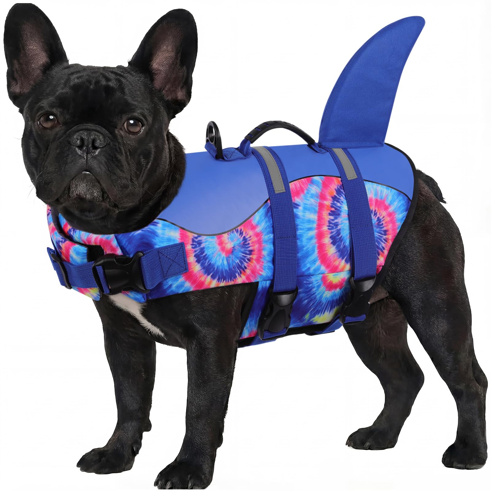 ASENKU Dog Life Jacket, High Grade Polyester Oxford Nylon, Quick Drying, Proper Drainage, Shark Design, for Small Dogs, Blue Bandhnu