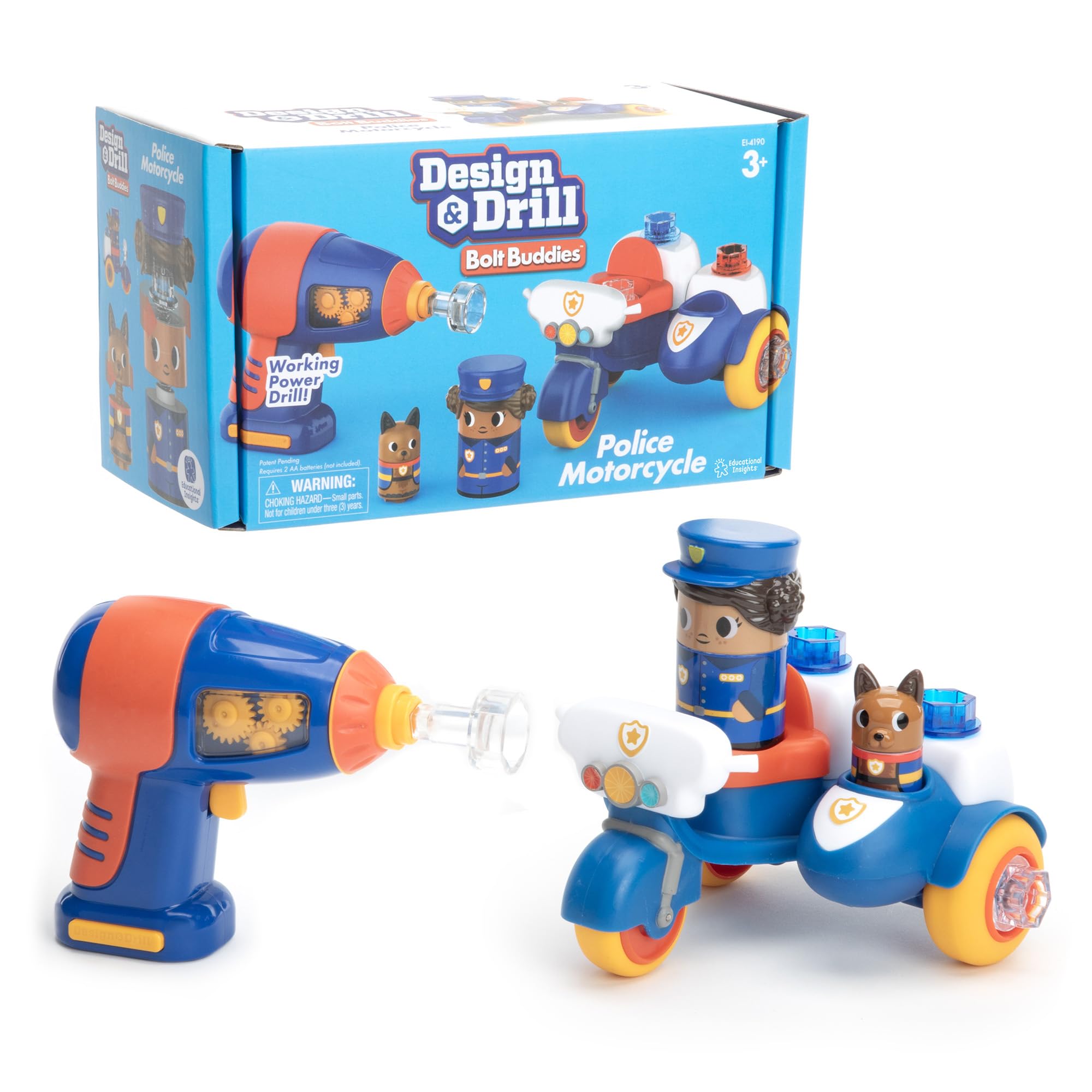 Educational Insights Design & Drill Bolt Buddies Police Motorcycle