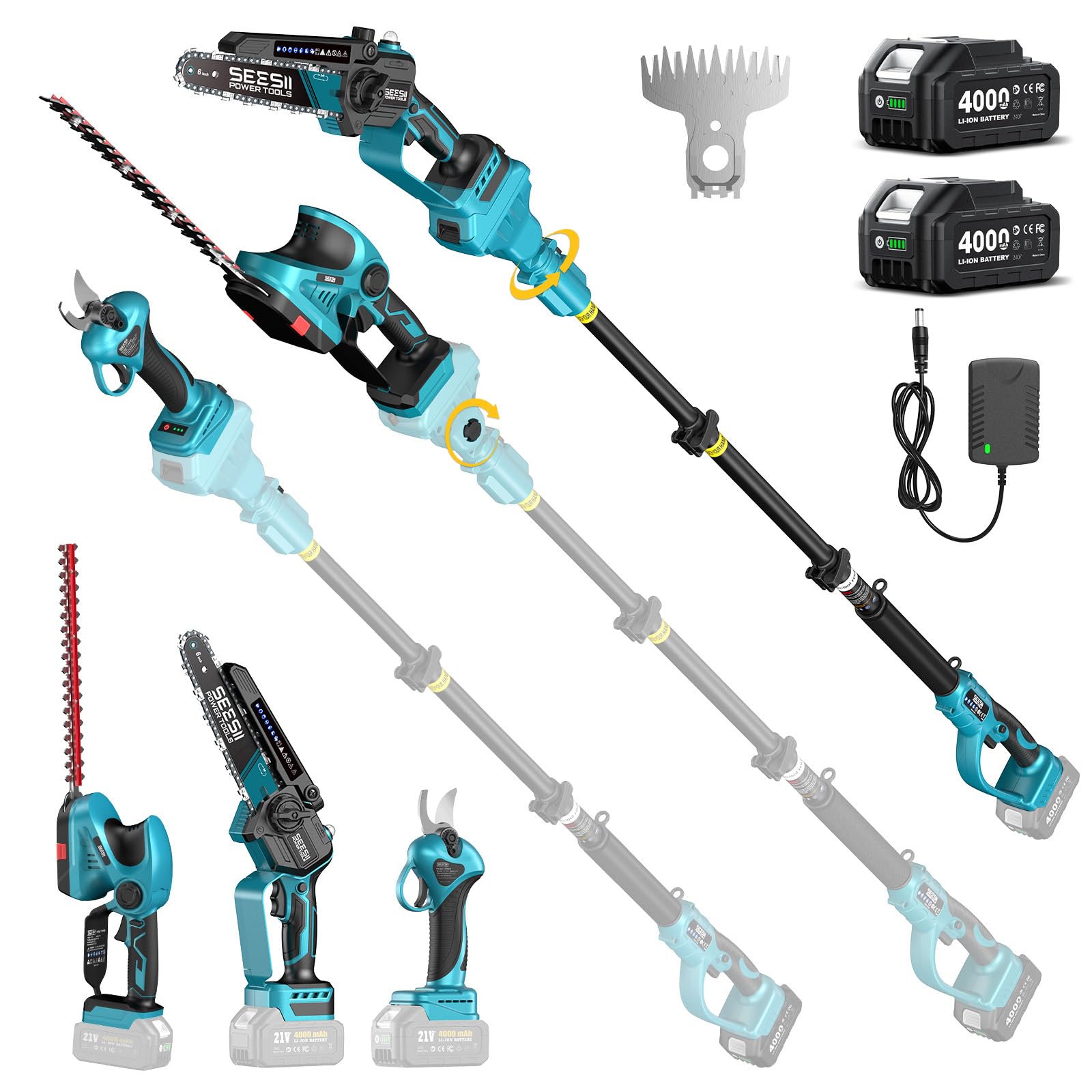 SEESII 8-in-1 Pole Saw and Garden Tool Kit