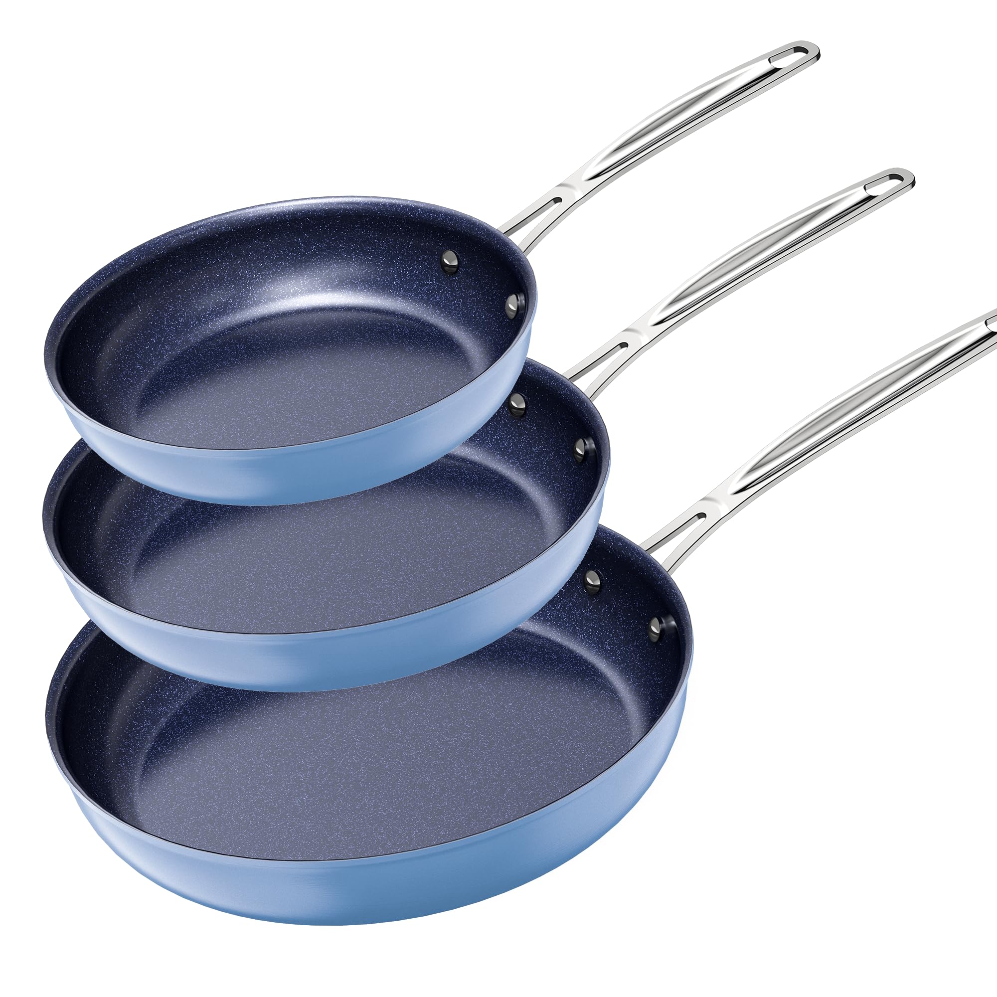 Nuwave G10 Duralon Blue 3-Piece Fry Pan Set