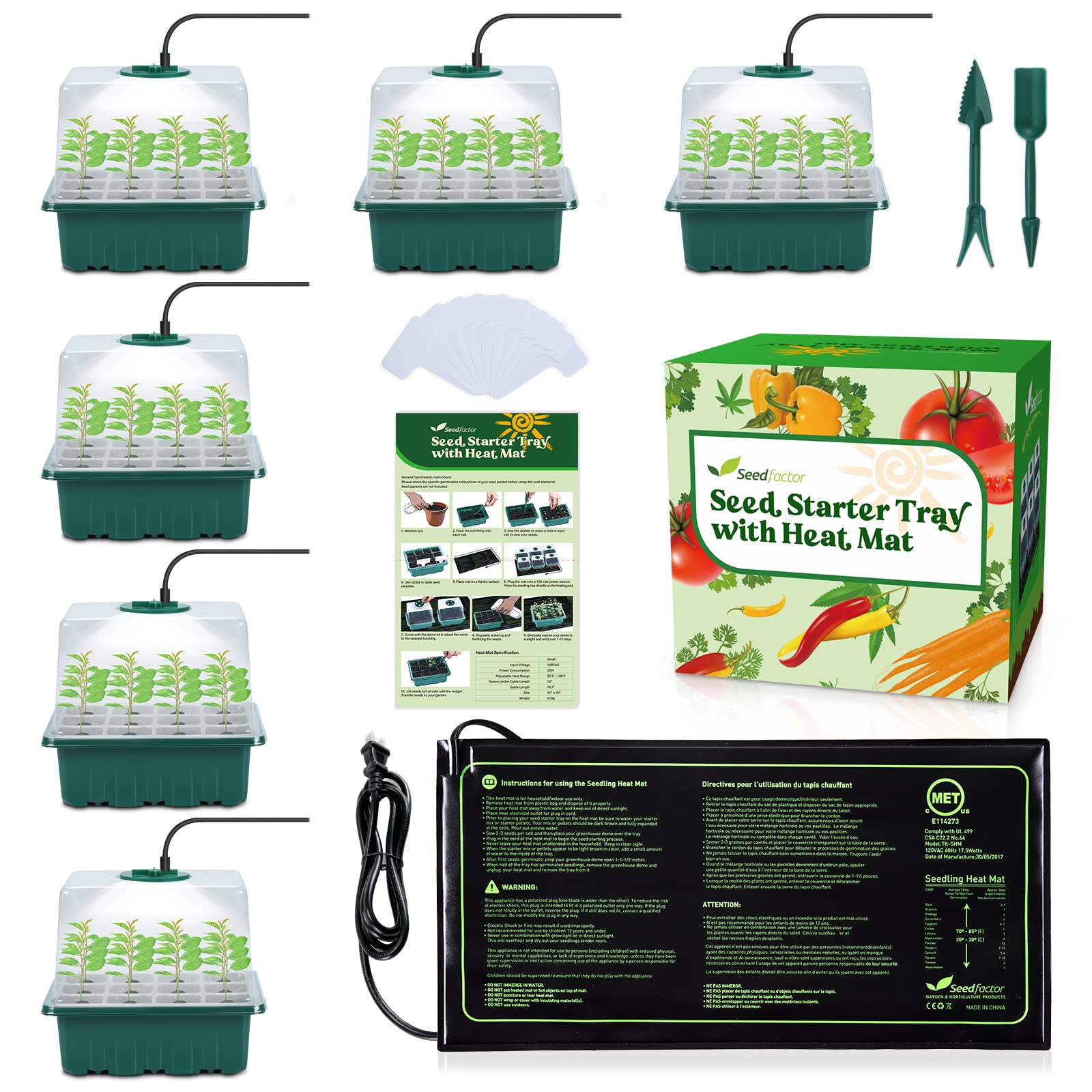 Seedfactor 7-Pack Seed Starter Kit With Grow Light