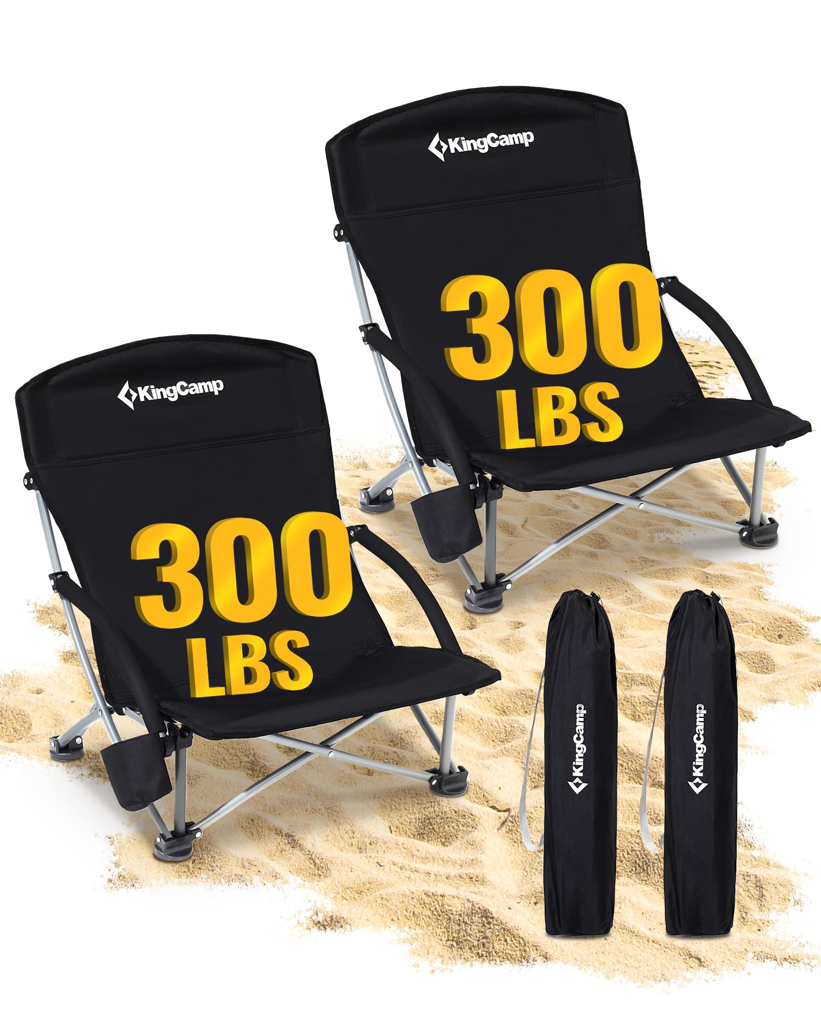 KingCamp Low Beach Chairs, Set of 2