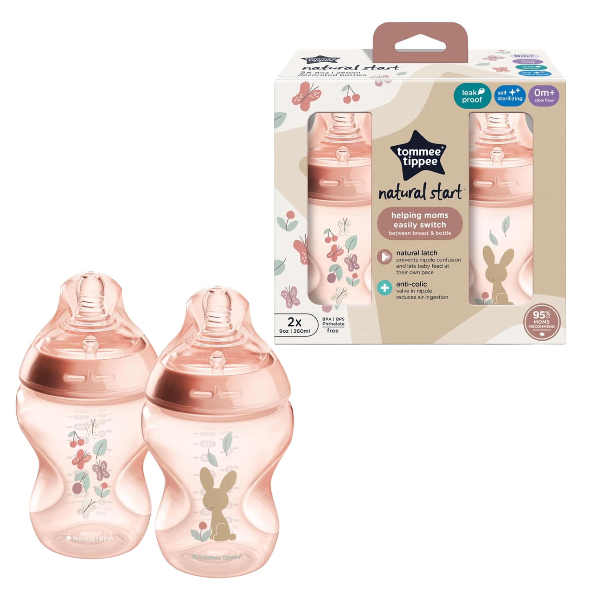 Tommee Tippee Natural Start Baby Bottles, Pack of 2