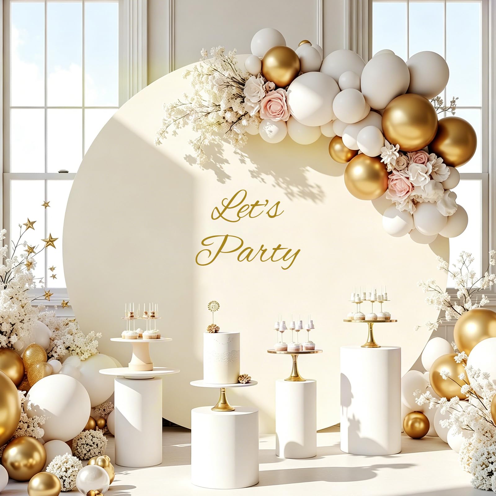 Gallety Ivory Round Backdrop Cover, 7.2 ft
