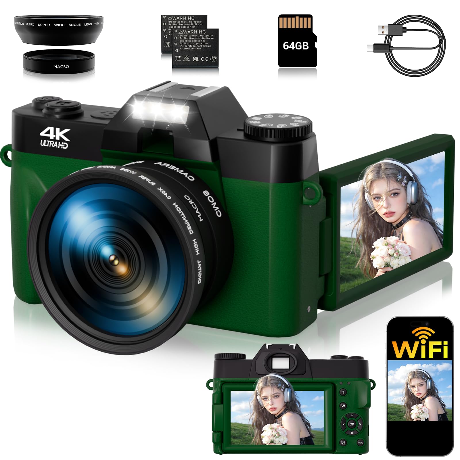 75MP 4K WiFi Vlogging Camera