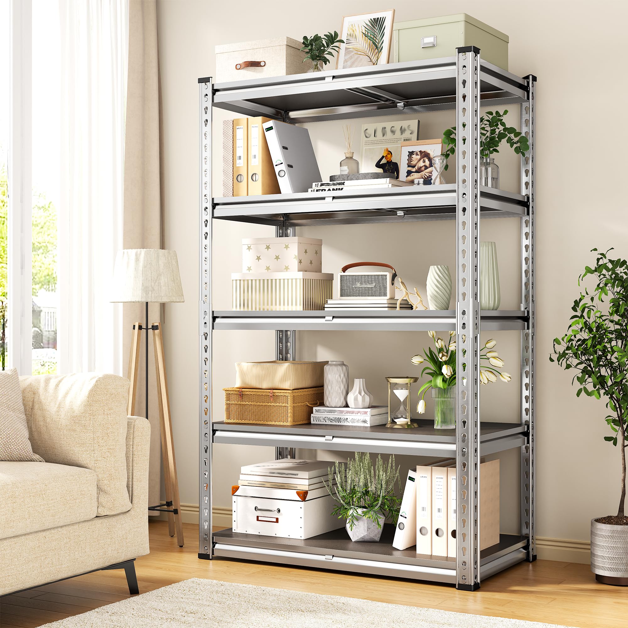 REIBII Galvanized 5-Tier Shelving with PP Boards