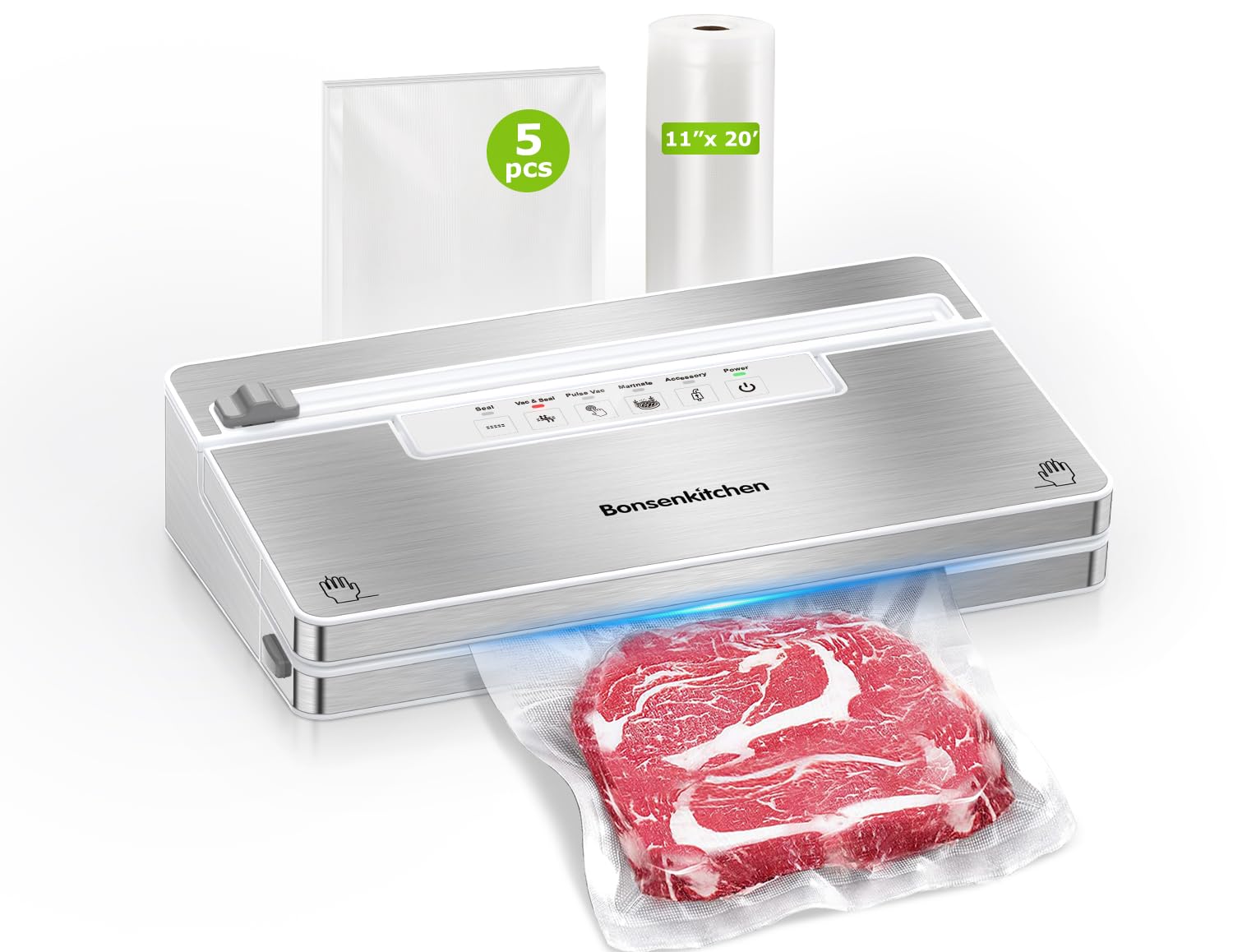 Bonsenkitchen Vacuum Sealer with Cutter and Storage