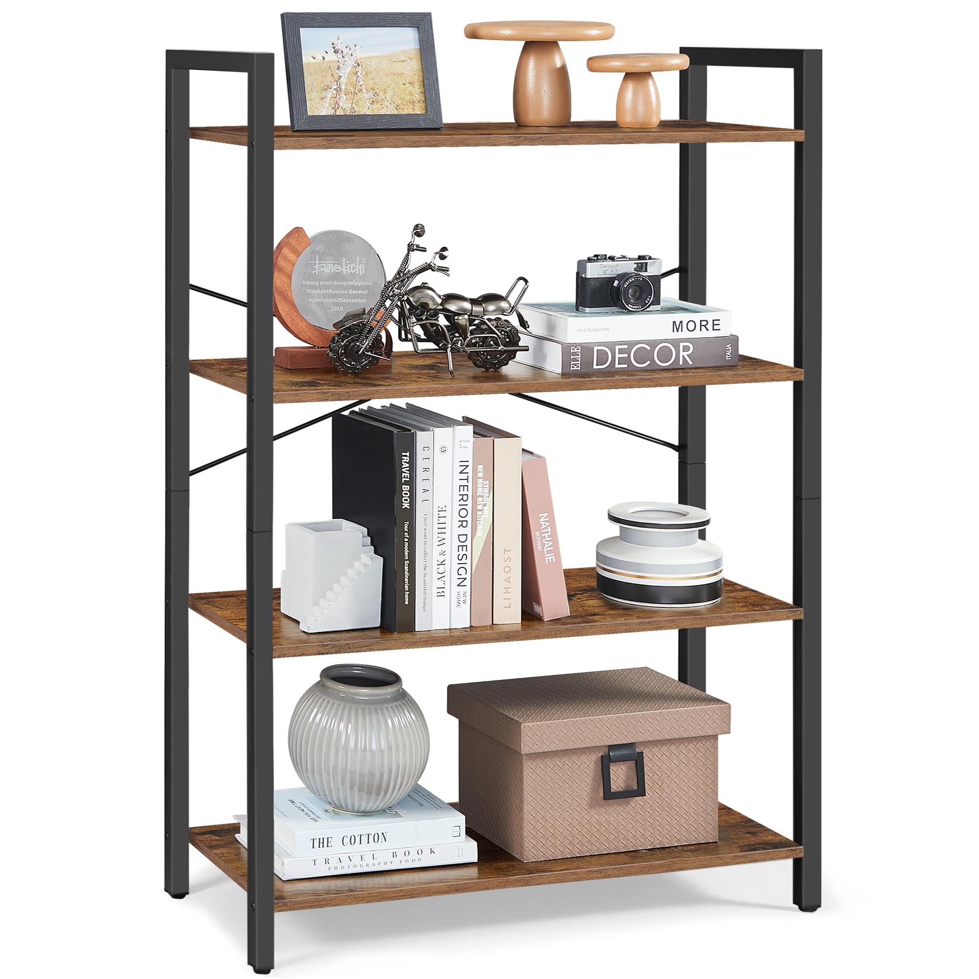 VASAGLE 4-Tier Industrial Bookshelf