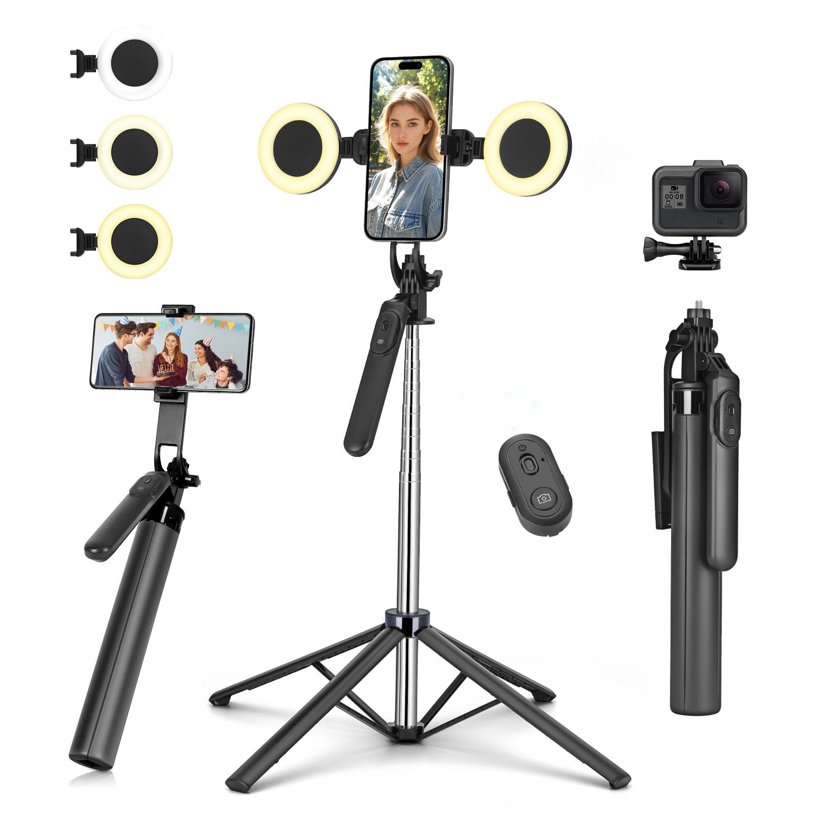 YUANRAN 70" Metal Selfie Stick Tripod