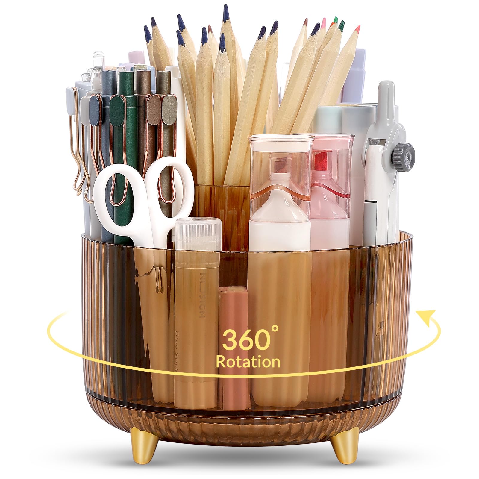 SKYDUE Clear Tawny Rotating Pen Holder
