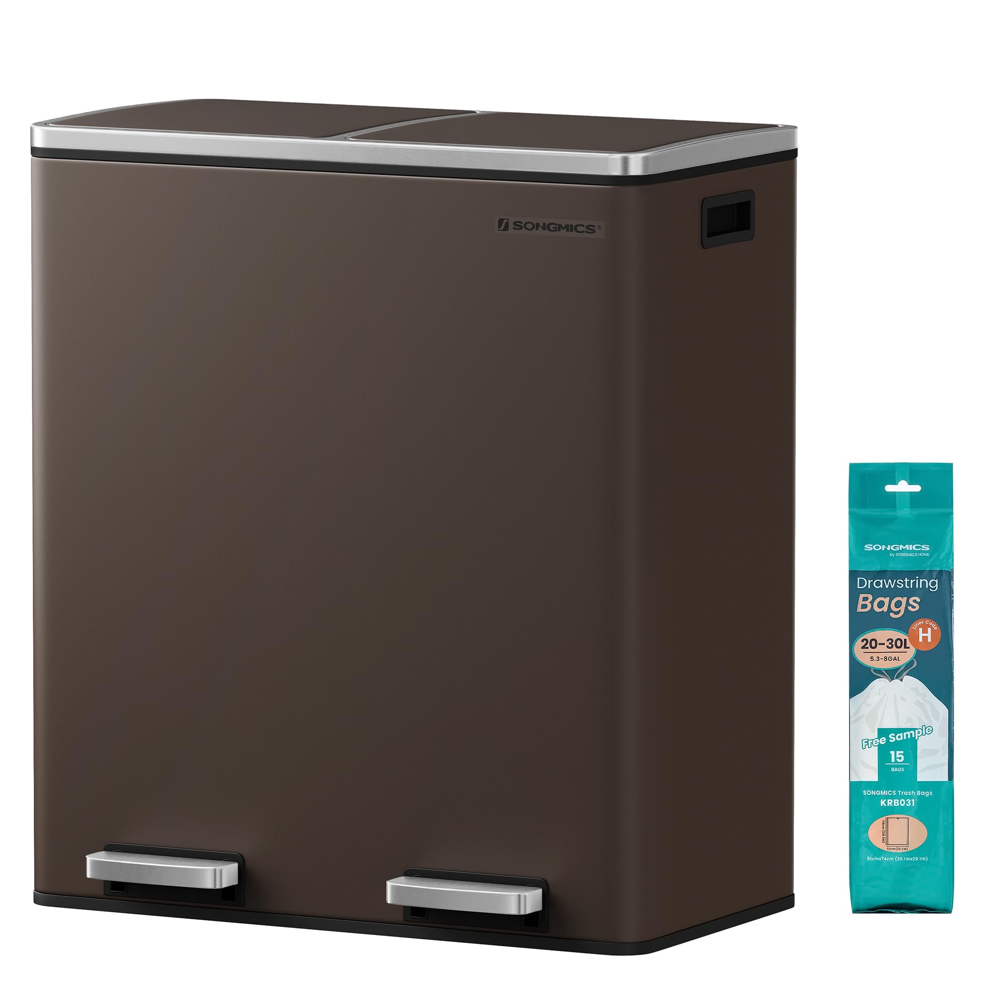 SONGMICS Dual-Compartment Trash Can