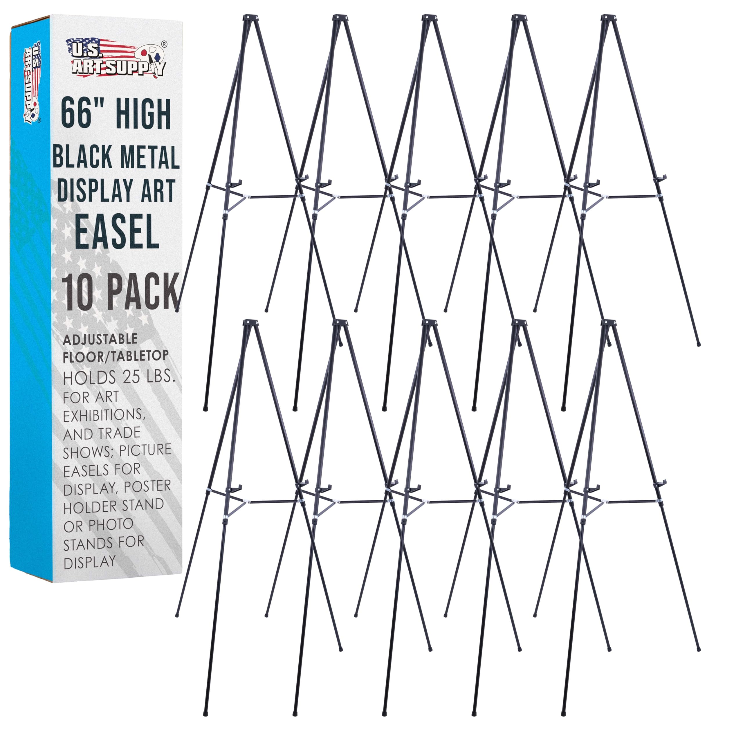 U.S. Art Supply 66-Inch Black Metal Easels
