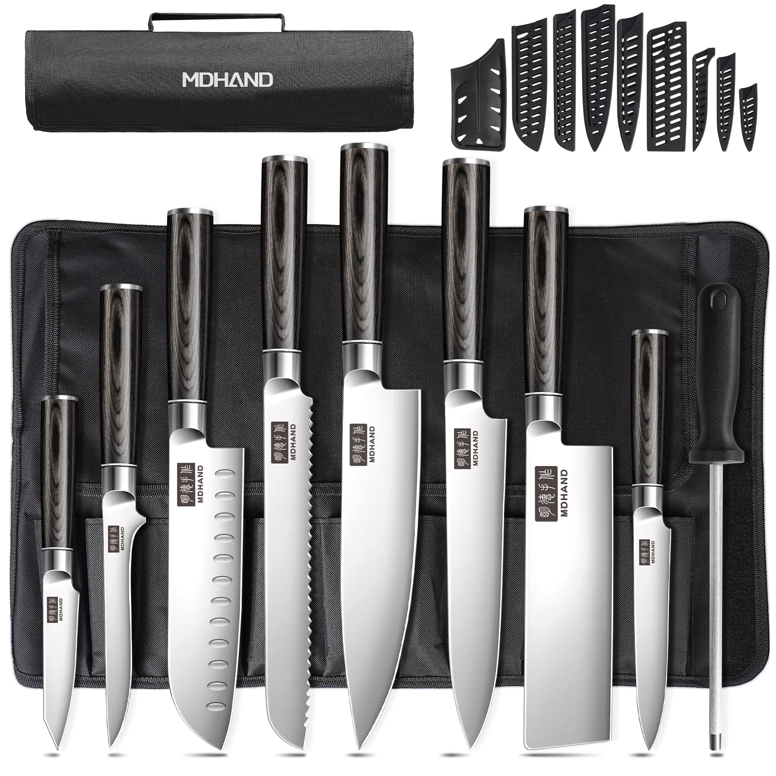 MDHAND 9-Piece Knife Set With Roll Bag