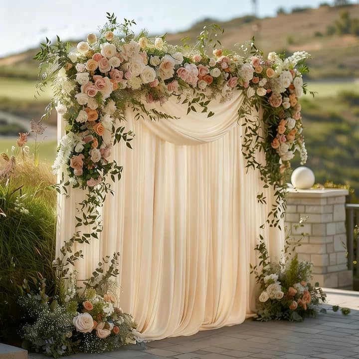 Gallety Warm Ivory 10x10FT Backdrop Curtain