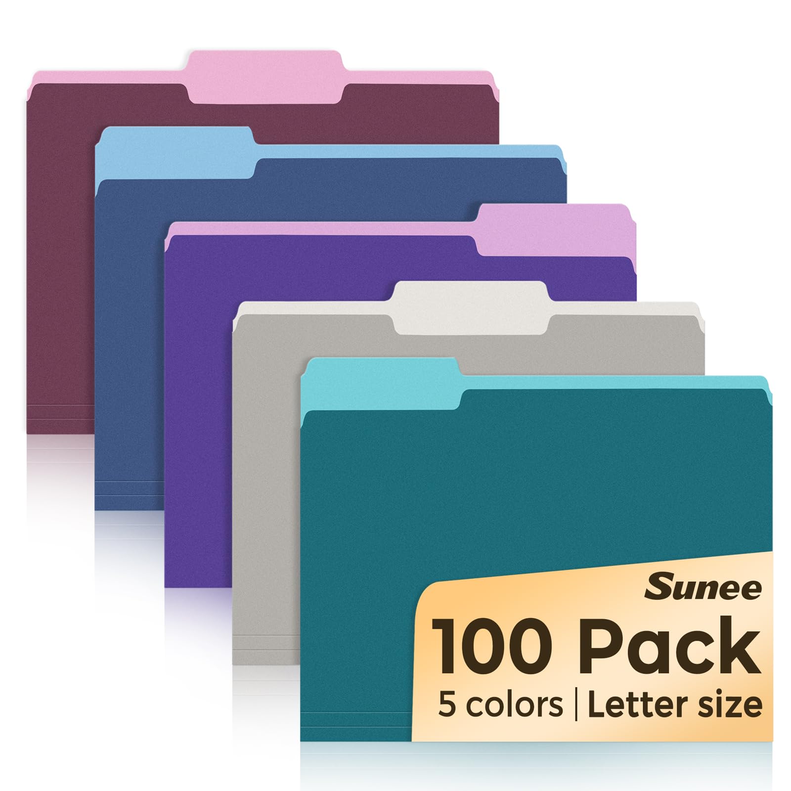 SUNEE 100-Pack Vintage File Folders
