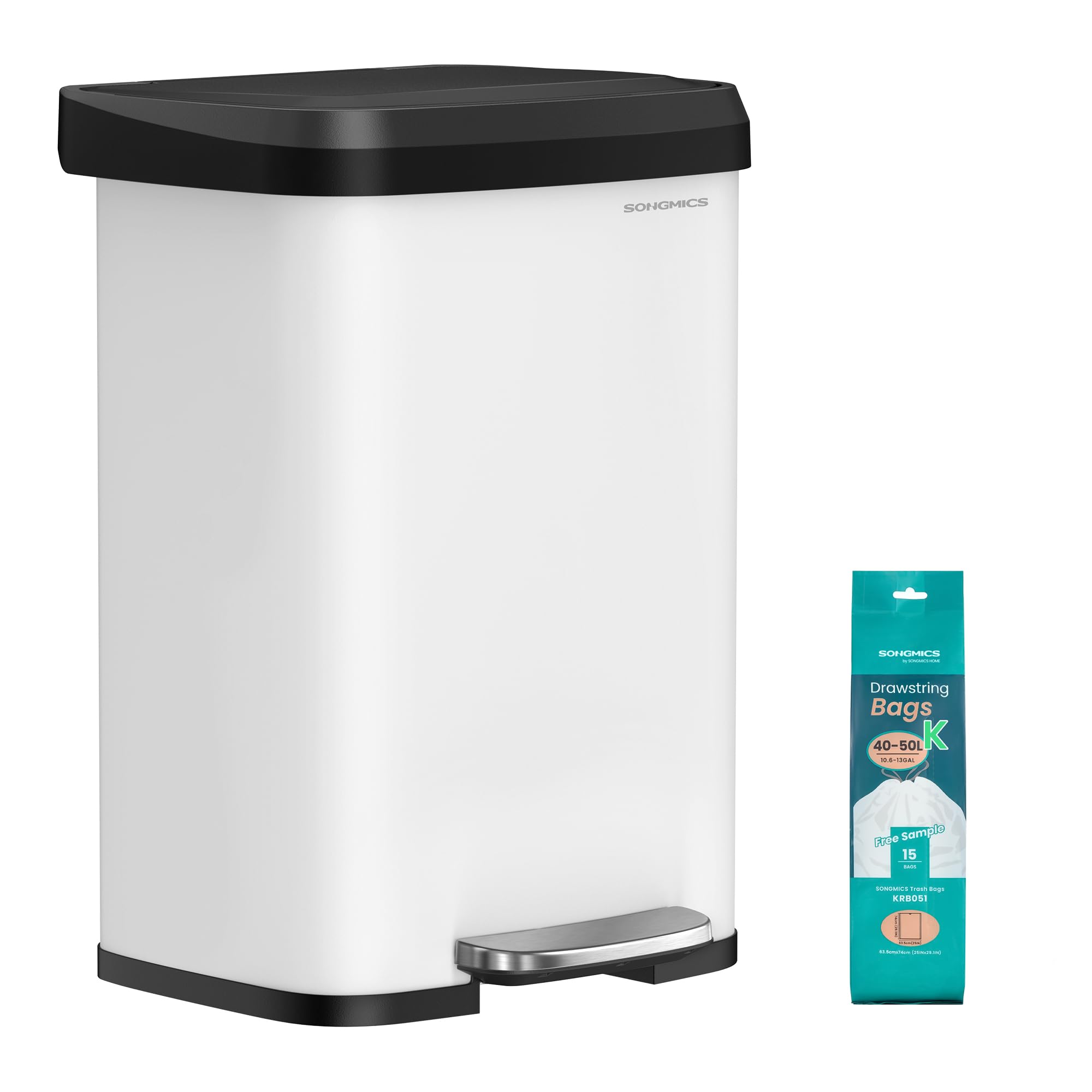 SONGMICS 13 Gallon Stainless Steel Trash Can