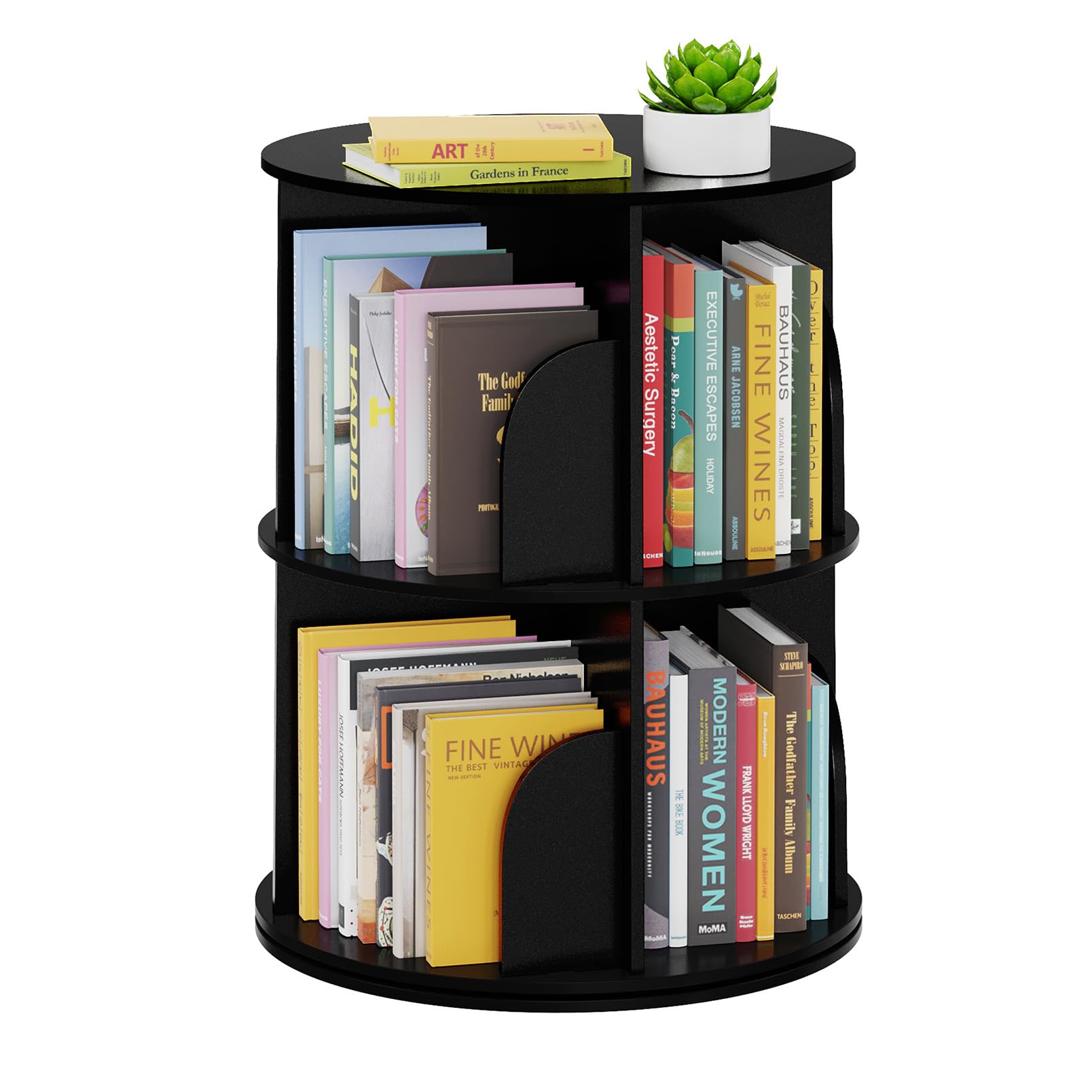 SpaceAid 2-Tier Rotating Bookshelf