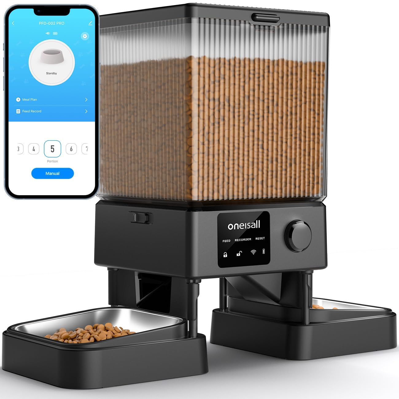 oneisall 5G WiFi Automatic Cat Feeder, 5L