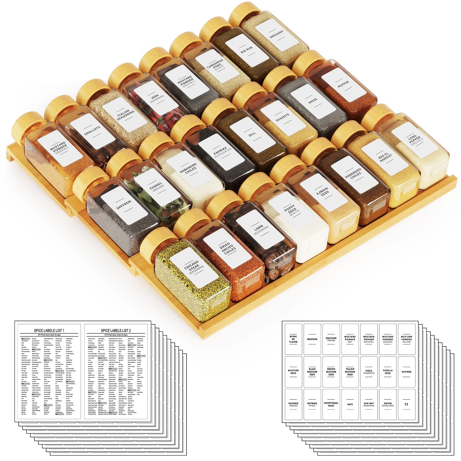 SpaceAid Bamboo 24-Jar Drawer Organizer