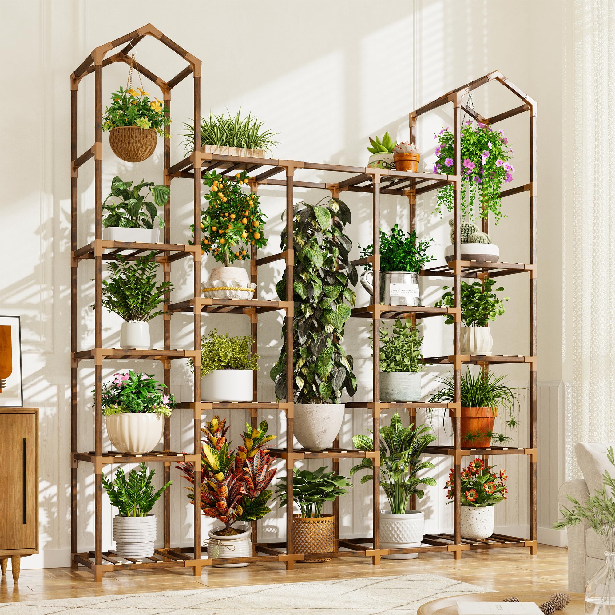 EnHomee Large Tiered Wood Plant Shelf