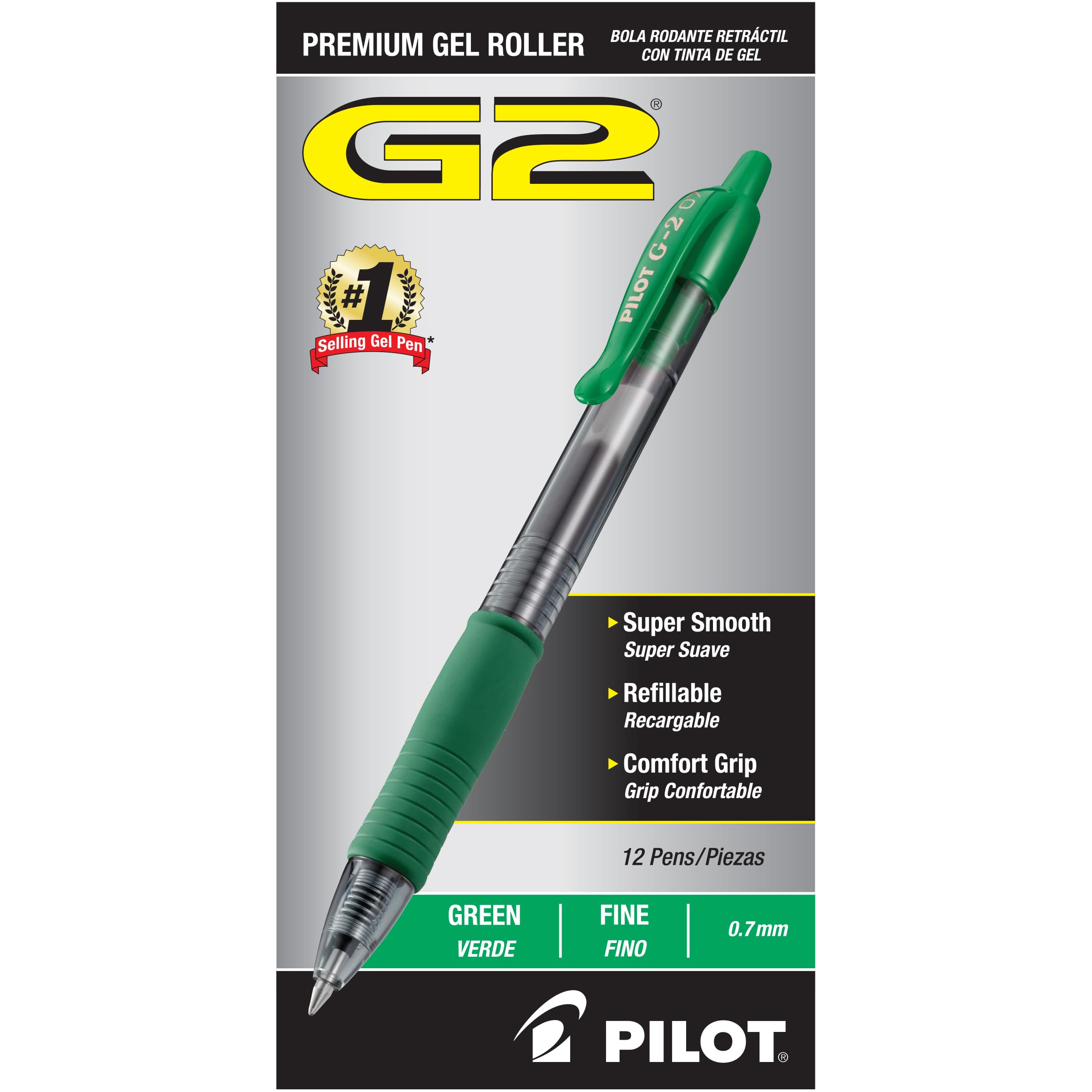 PILOT G2 Green Gel Pens, Pack of 12