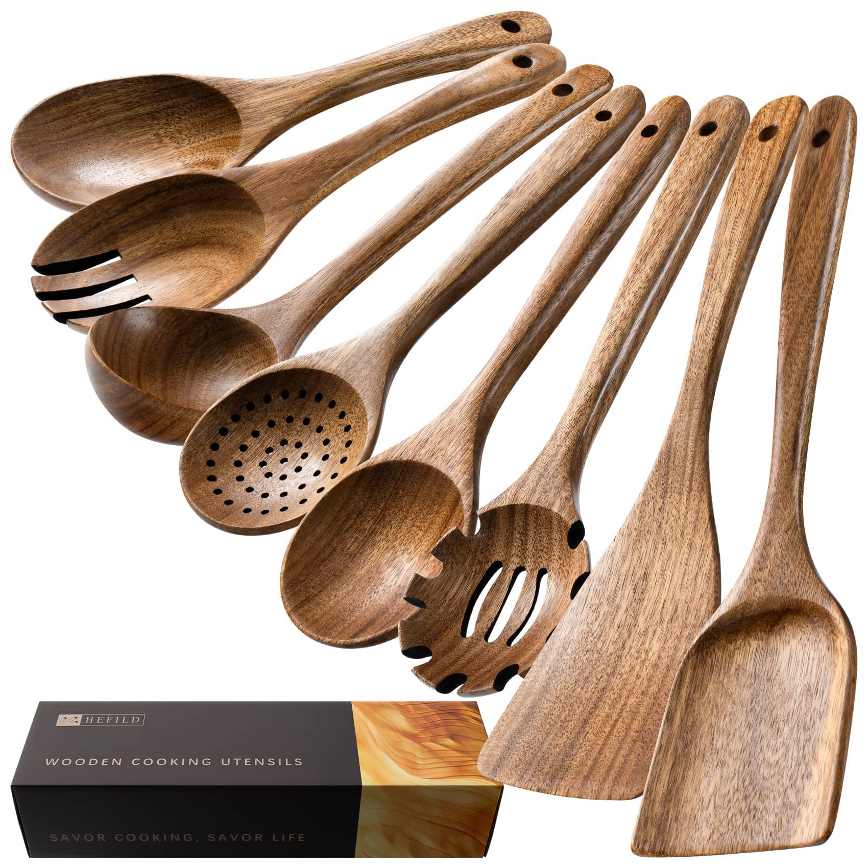 Hefild 8-Piece Acacia Wood Cooking Utensil Set