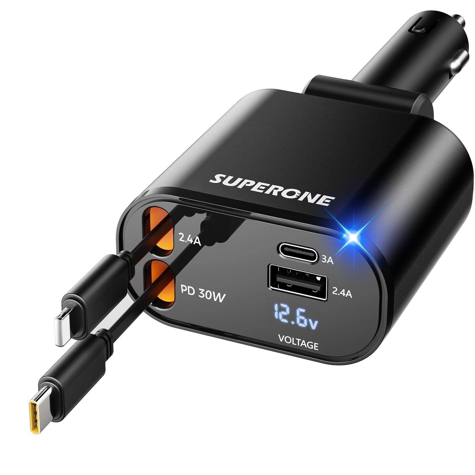 SUPERONE Retractable Car Charger 4 in 1