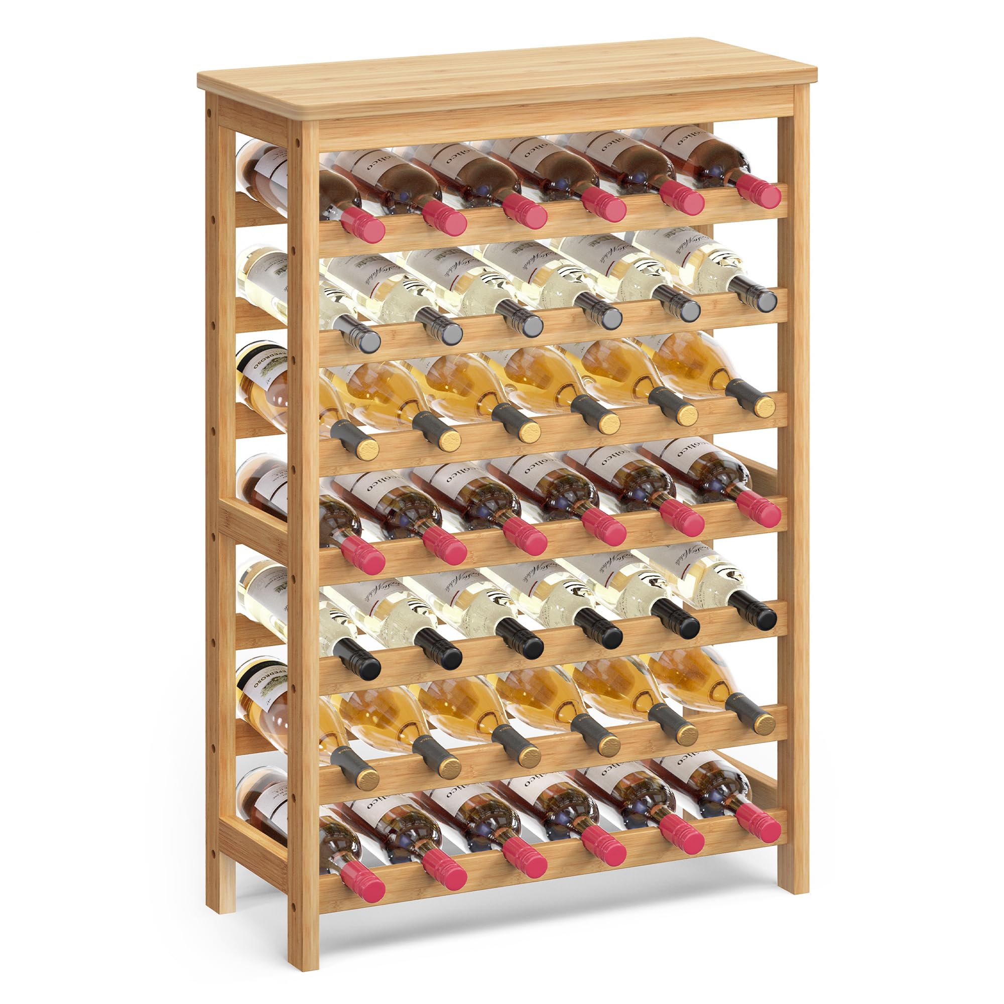 SONGMICS 42-Bottle Bamboo Wine Rack, 7-Tier