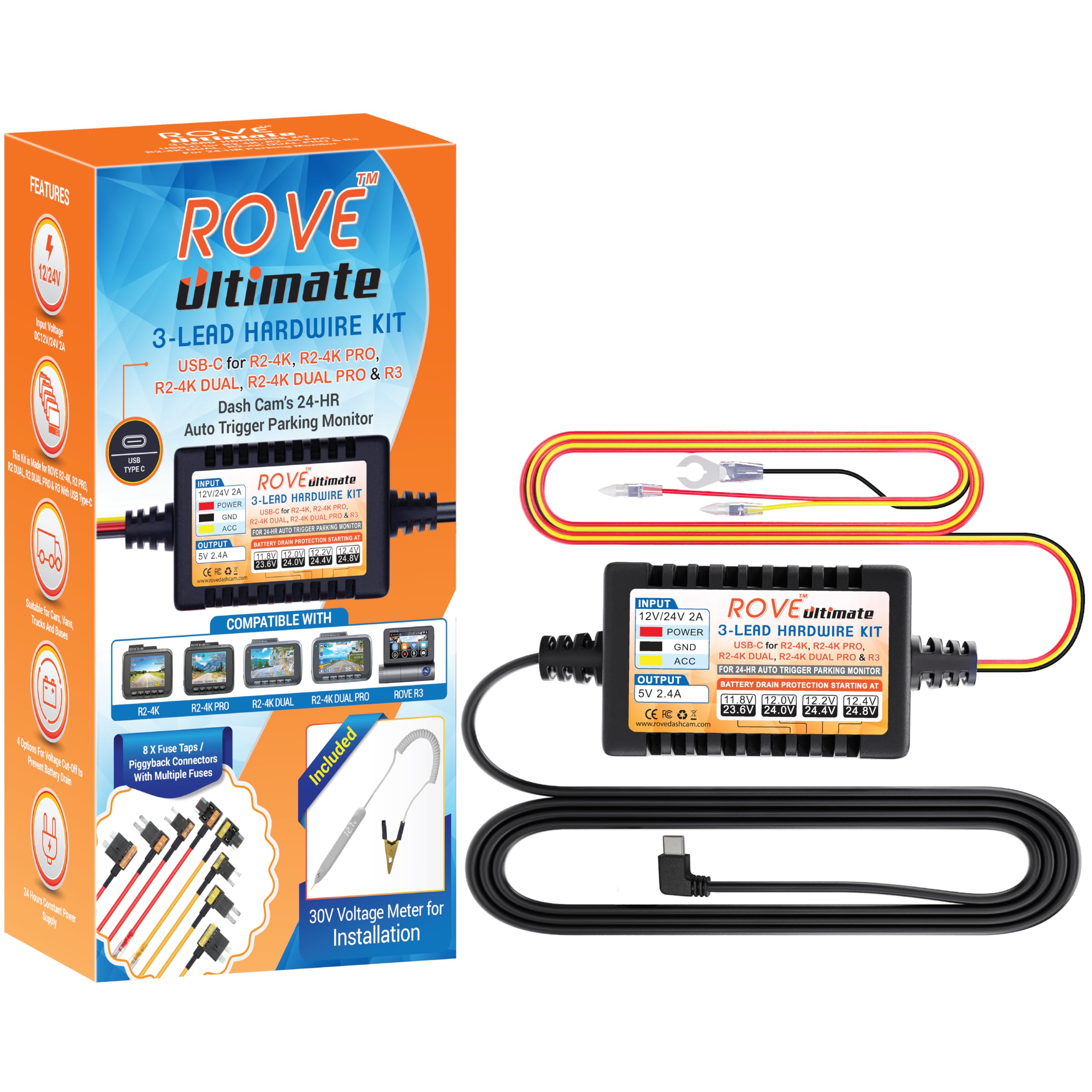 ROVE Ultimate Dash Cam Hardwire Kit