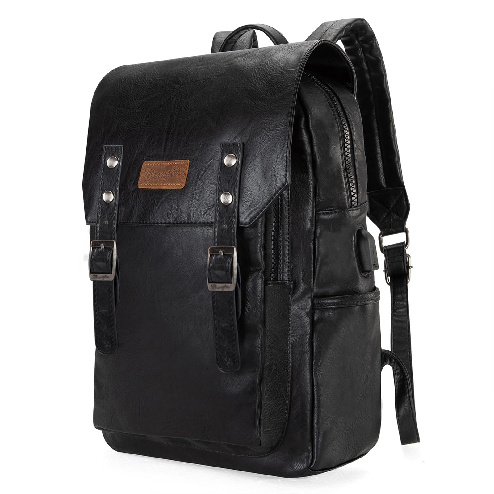 Montana West Wrangler Black USB Laptop Backpack
