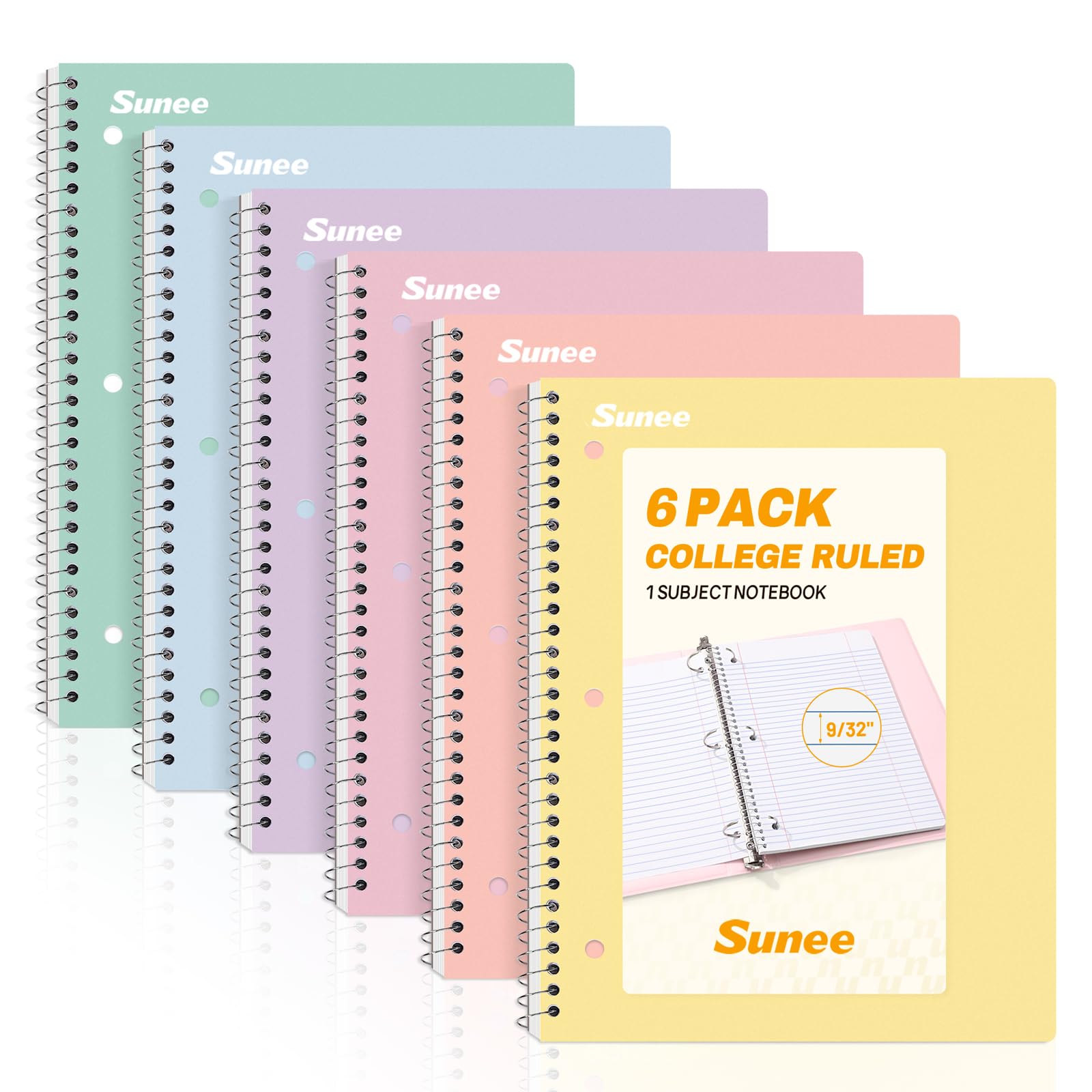 SUNEE Pastel College-Ruled Notebooks