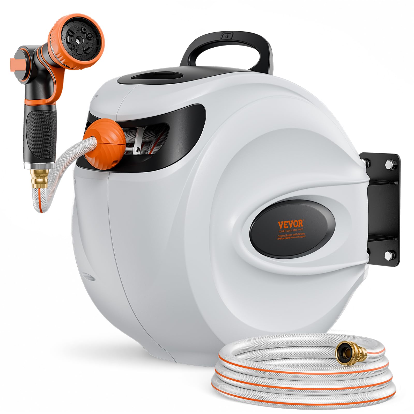 VEVOR Retractable Hose Reel 100 ft x 1/2 inch Garden Water Hose Reel Gray