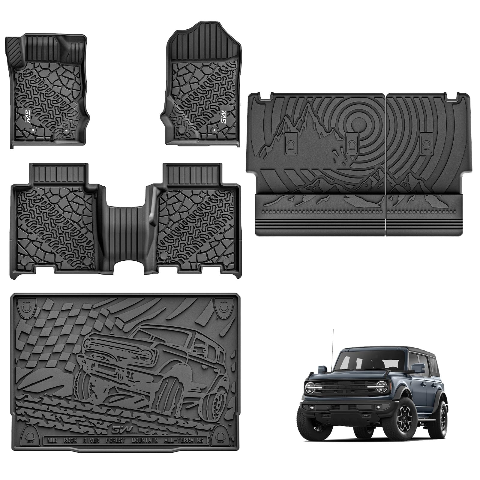 3W Bronco 4-Door Floor Mats & Seat Cover