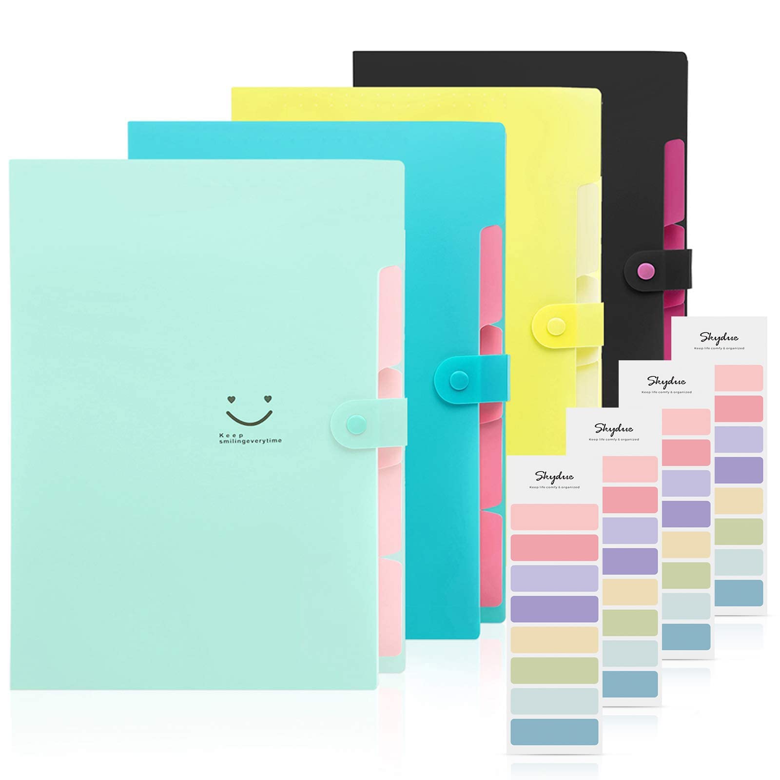 SKYDUE 5-Pocket Expanding Folders, Pack of 4