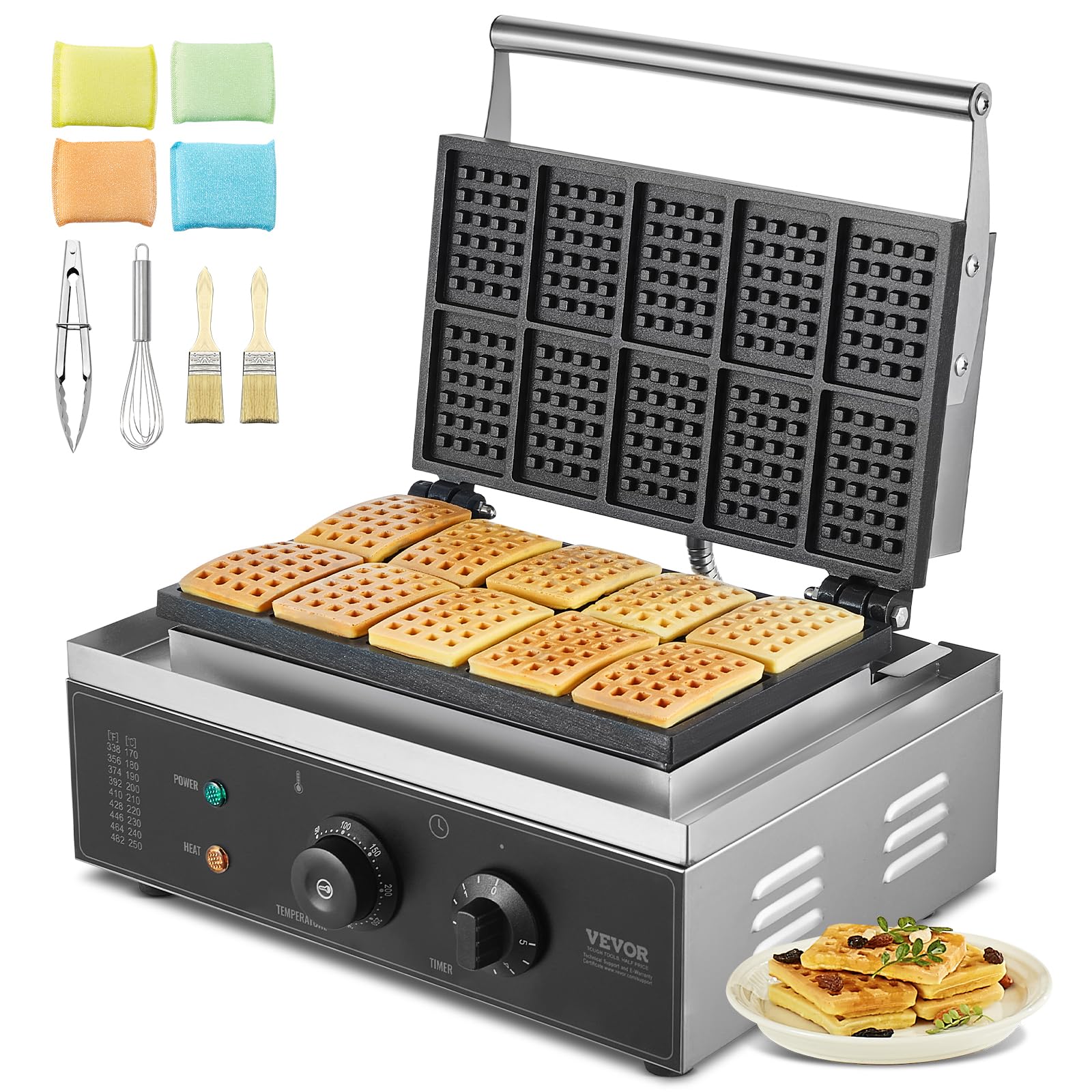 VEVOR 10PCS Rectangle Waffle Maker