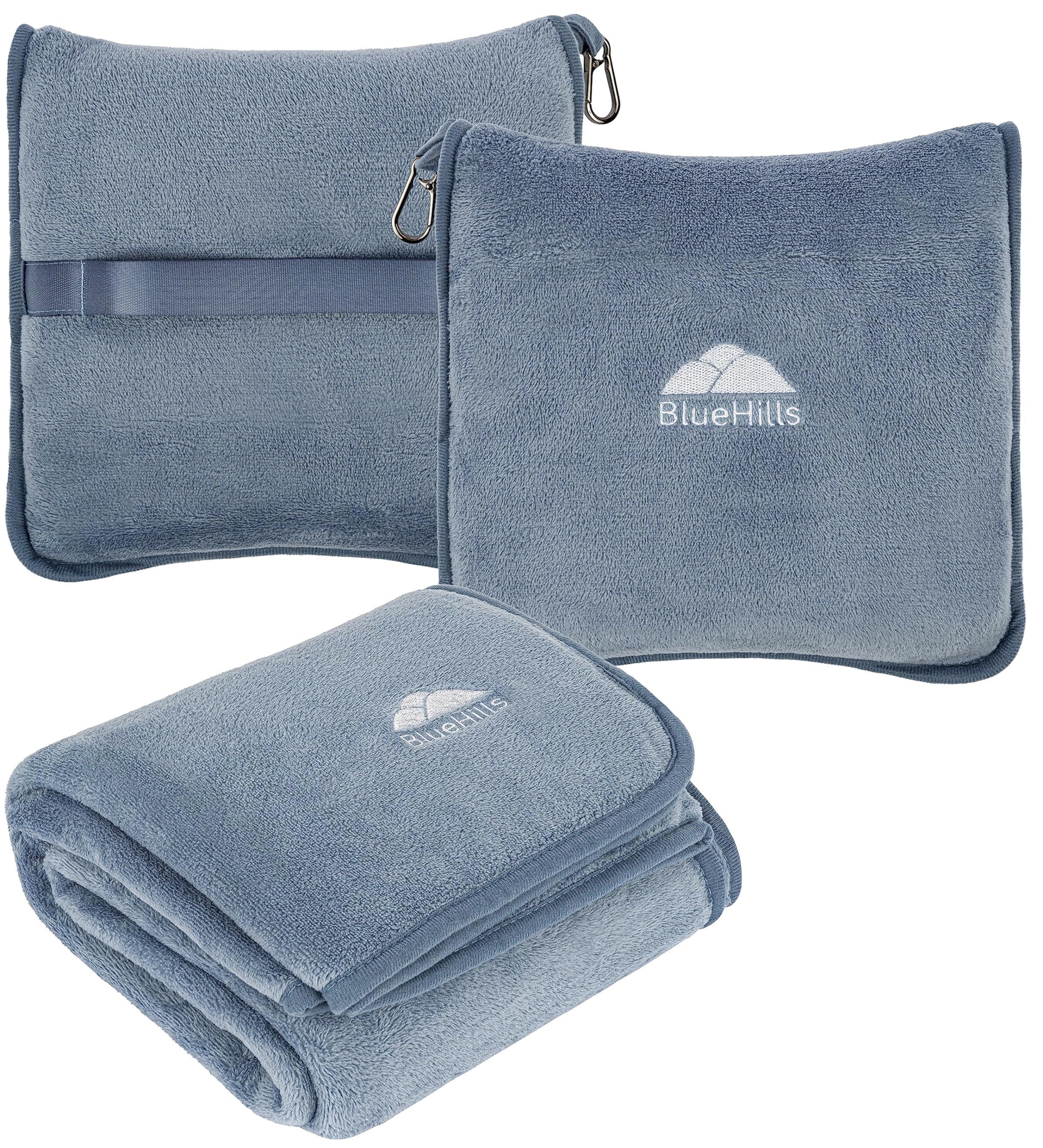BlueHills Plush Travel Blanket Pillow Combo