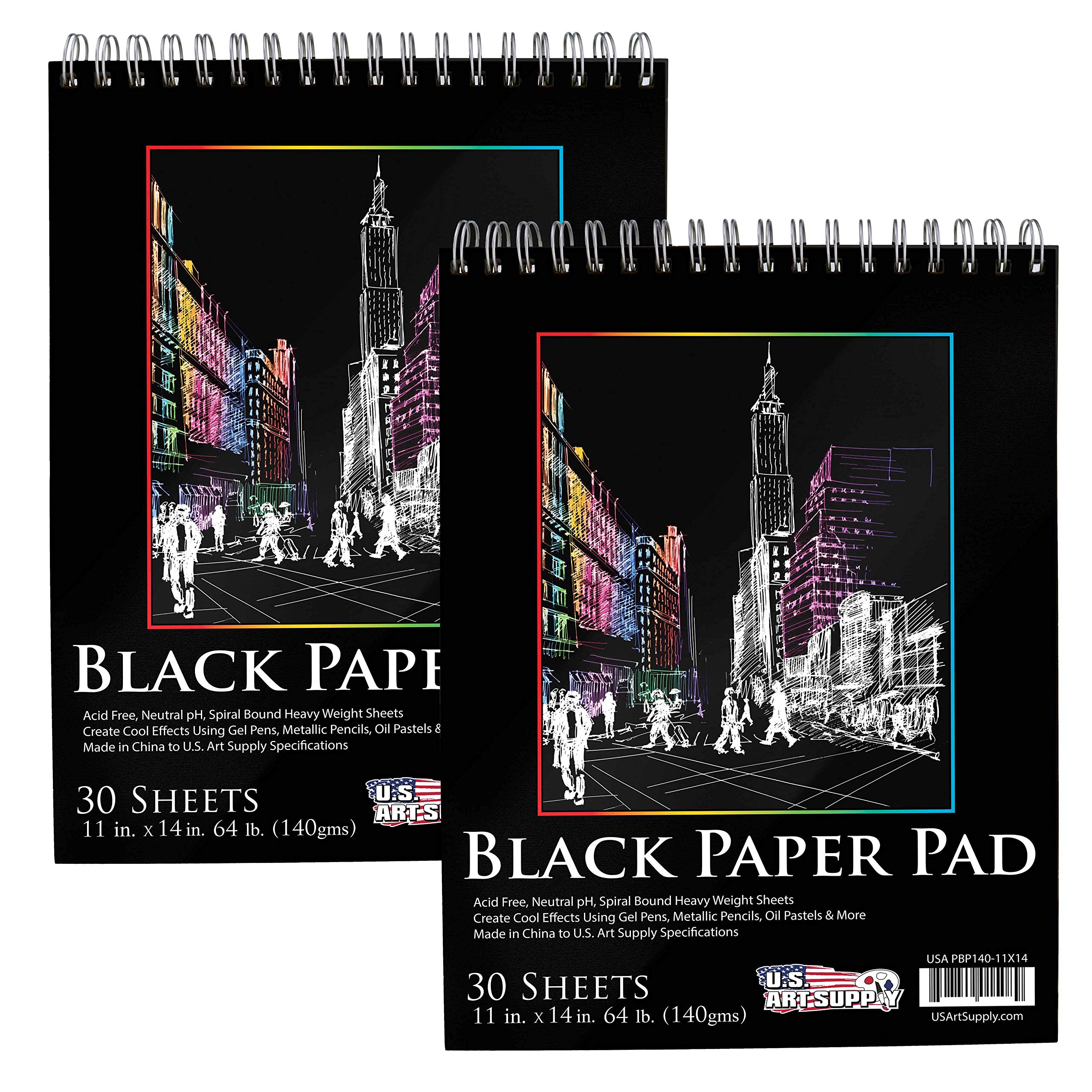 U.S. Art Supply 11 x 14 Black Paper Sketchbook