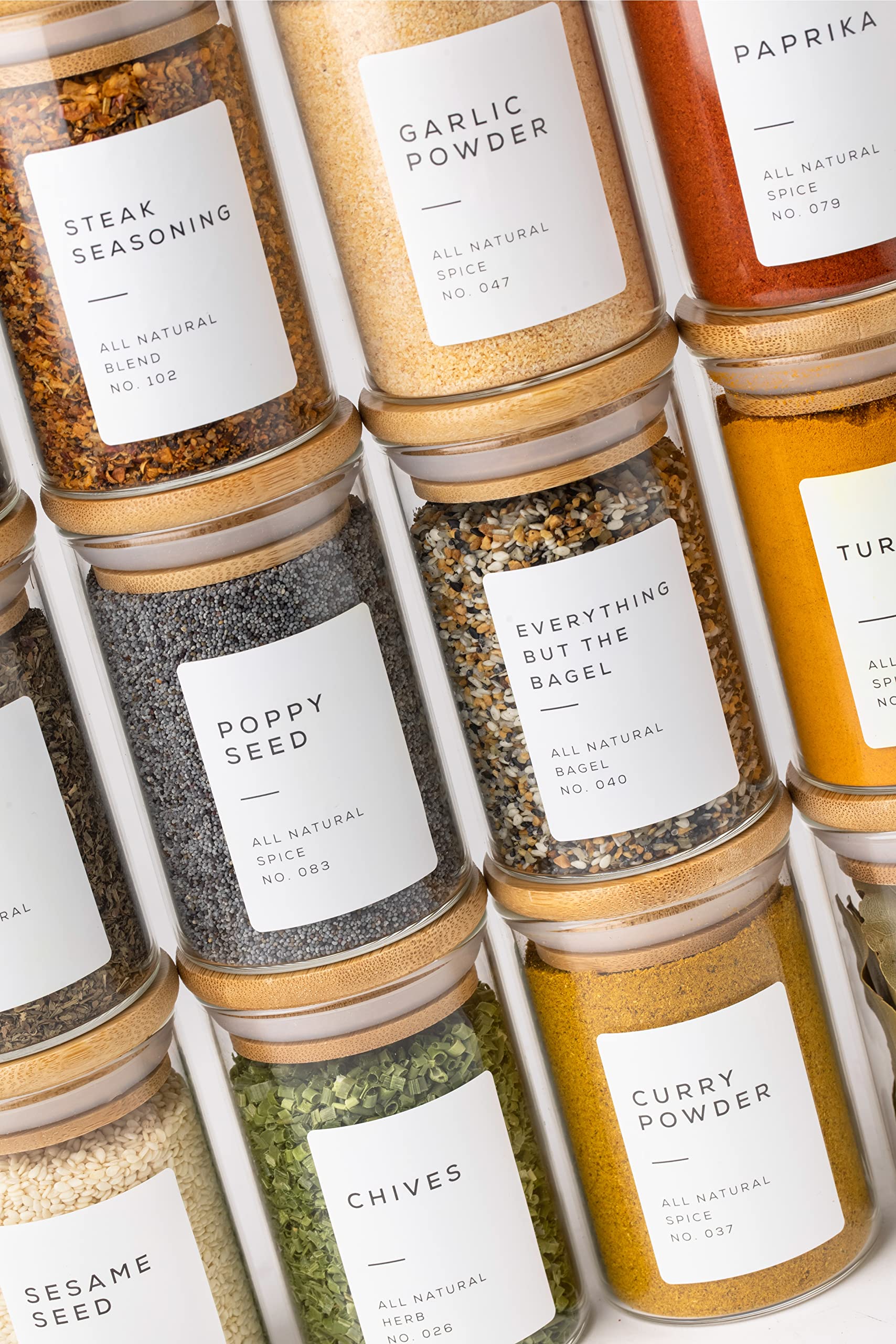 Bloomondo Glass Spice Jars, 12-Pack